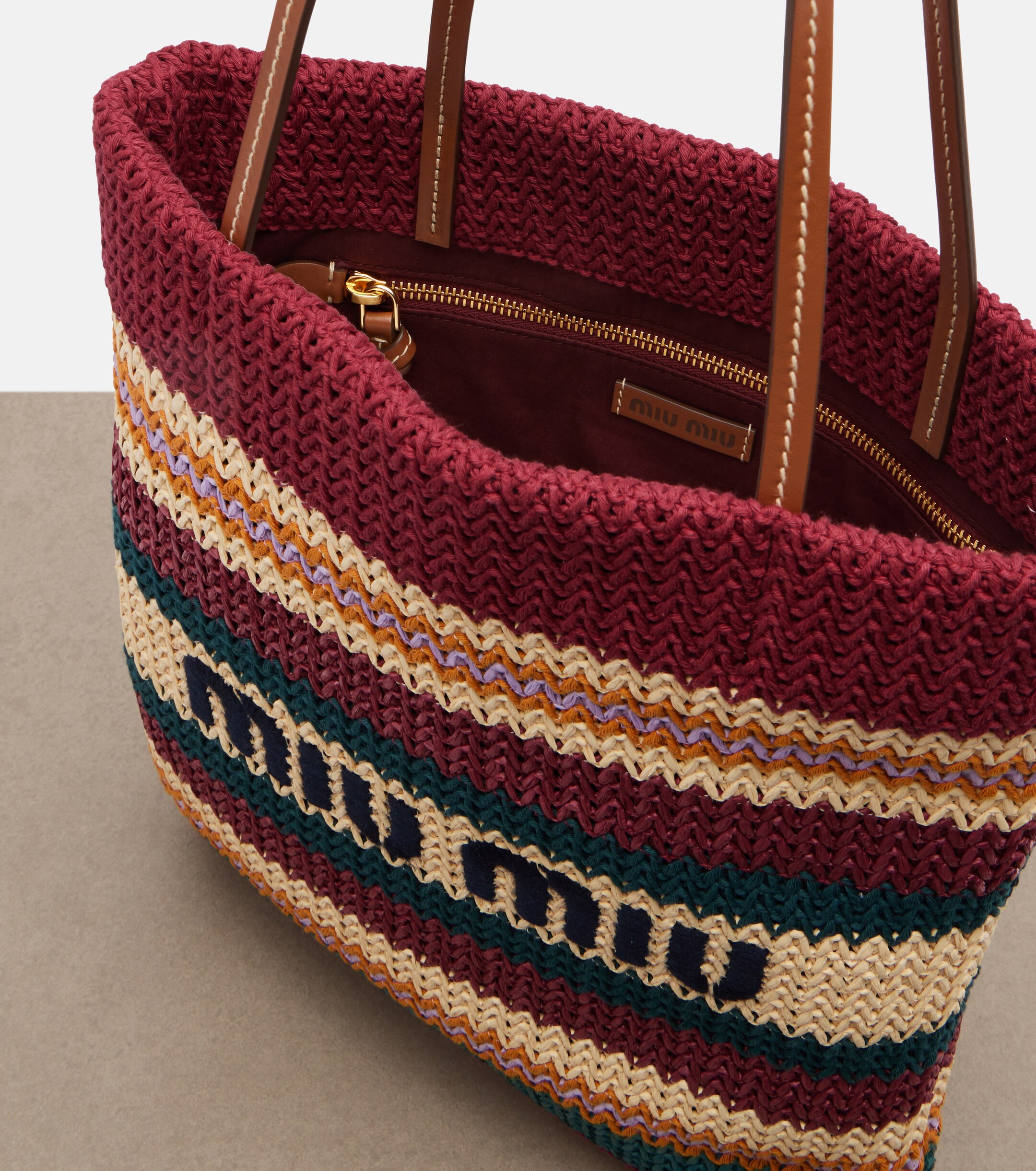 Miu Miu Woven raffia-effect shopper