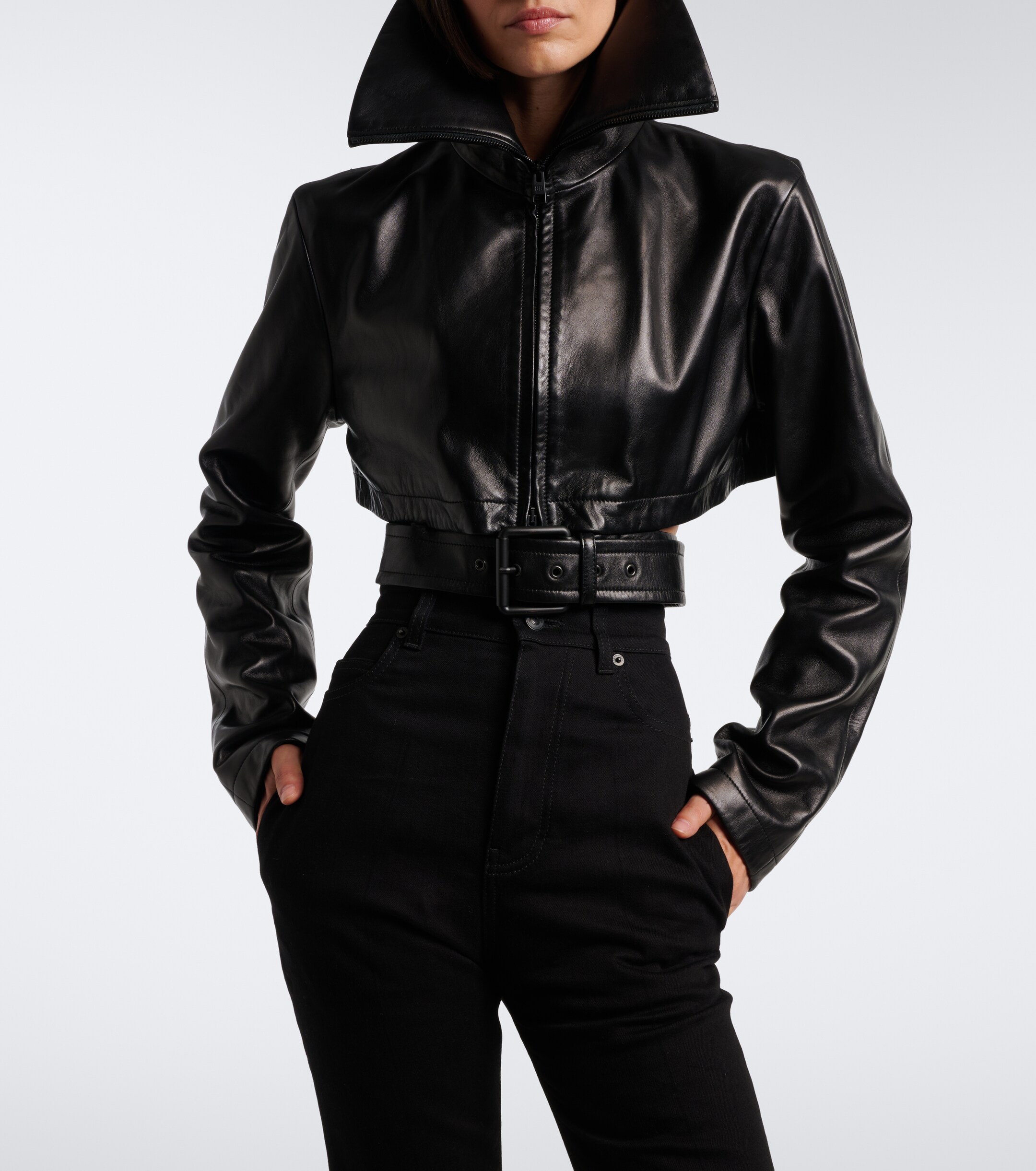 Balenciaga Balenciaga Belted cropped leather jacket