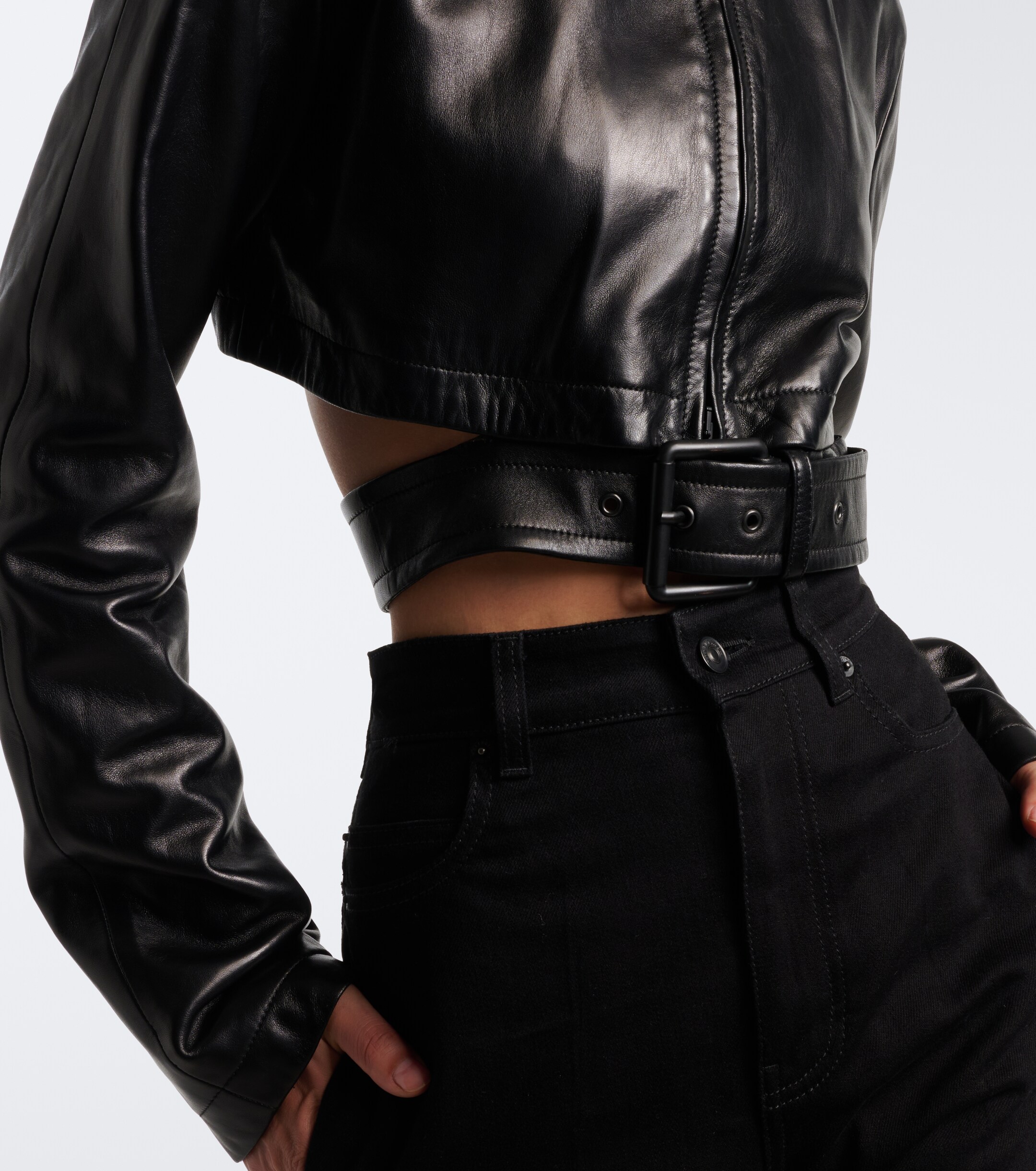 Balenciaga Balenciaga Belted cropped leather jacket