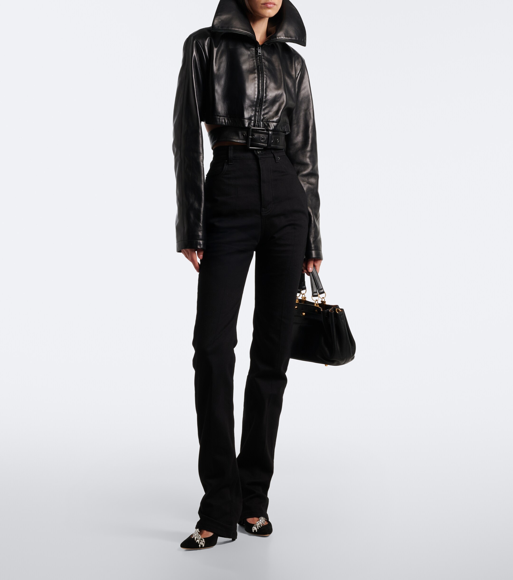 Balenciaga Balenciaga Belted cropped leather jacket