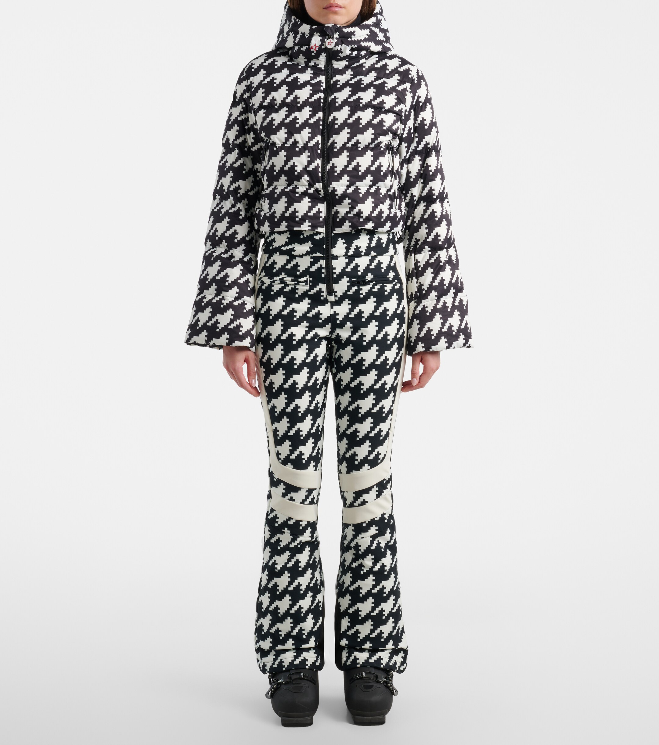 PERFECT MOMENT Perfect Moment Polar Flare houndstooth down ski suit