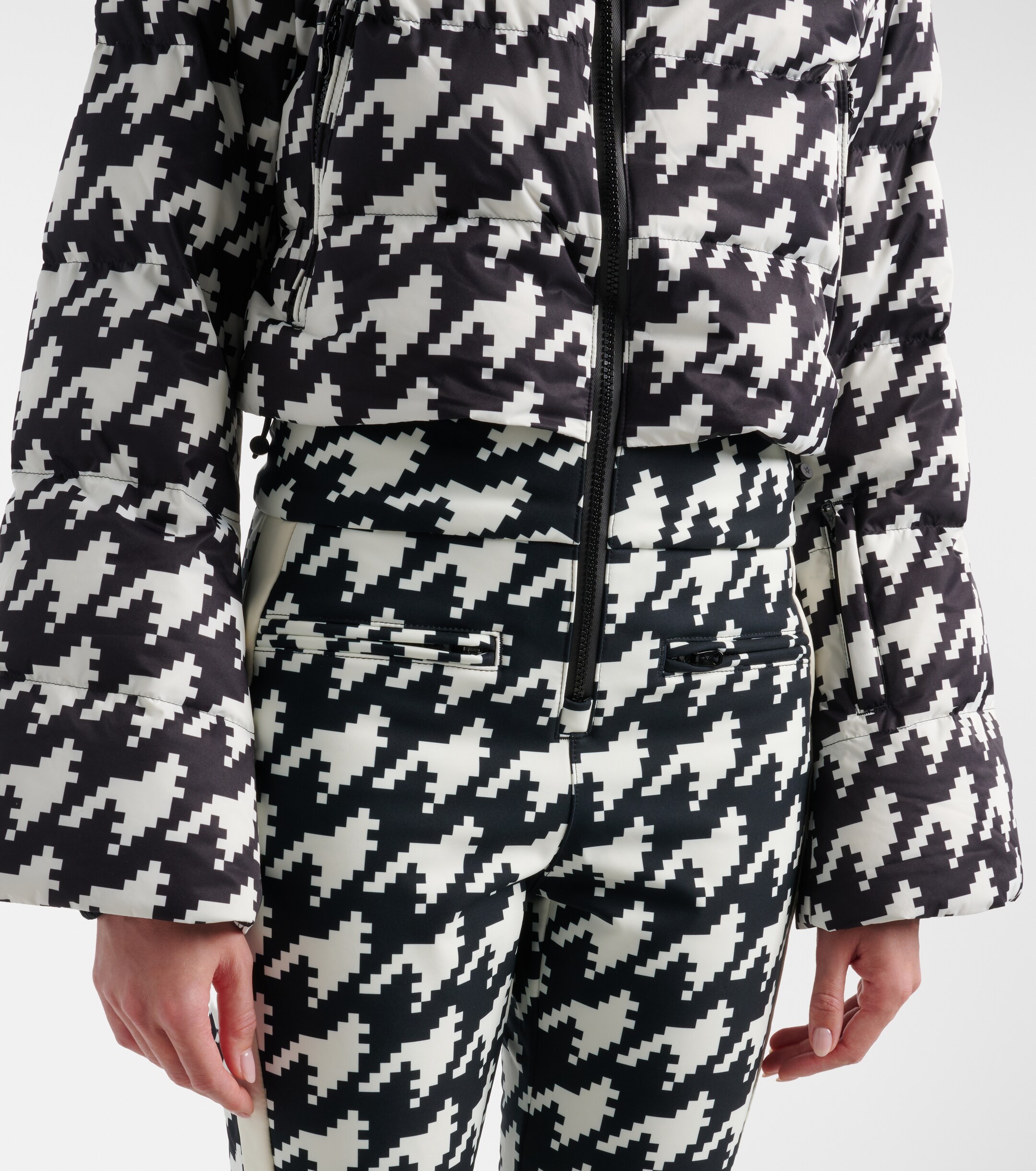 PERFECT MOMENT Perfect Moment Polar Flare houndstooth down ski suit