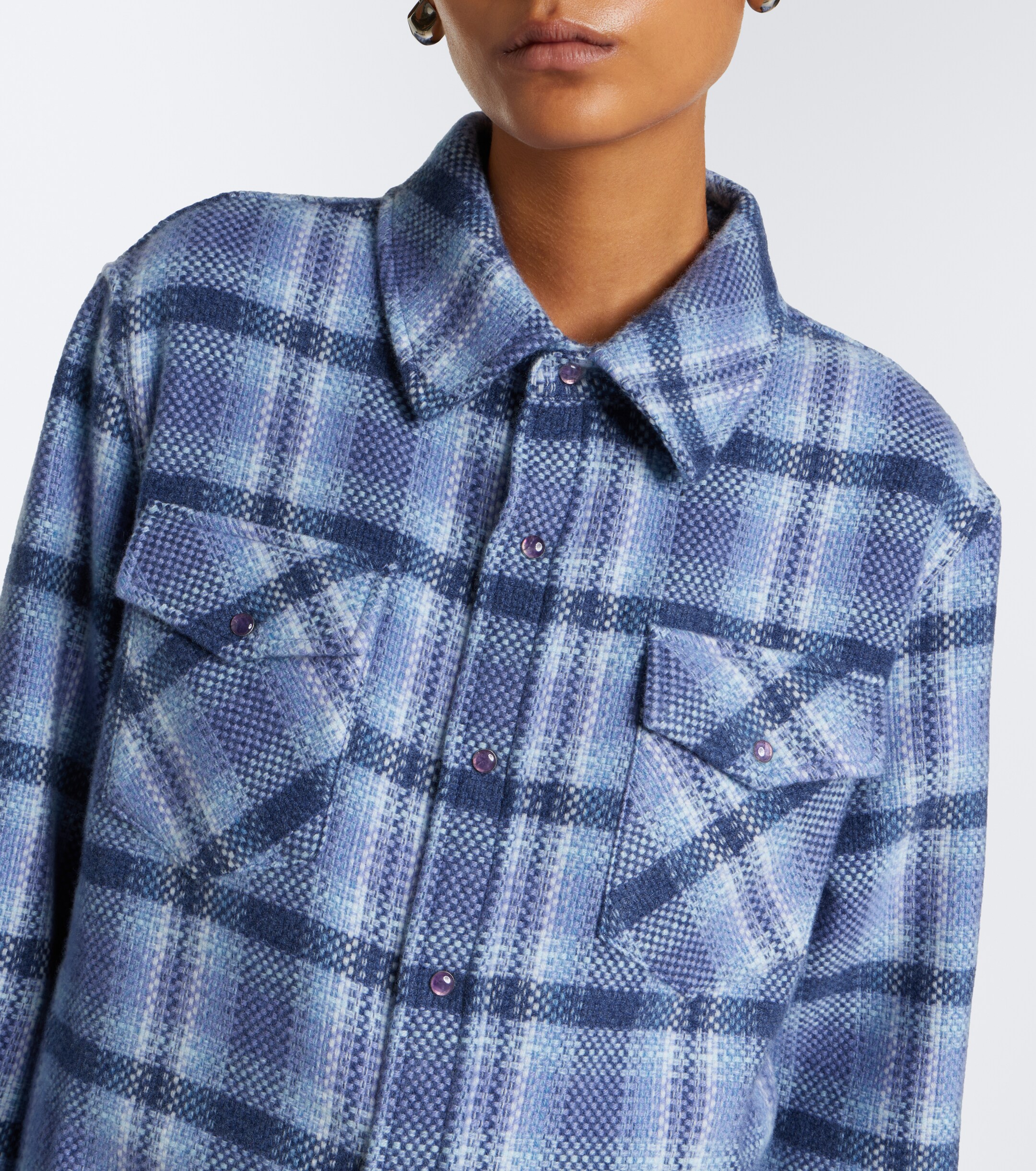 God's True Cashmere God's True Cashmere Blue Uniform plaid cashmere shirt