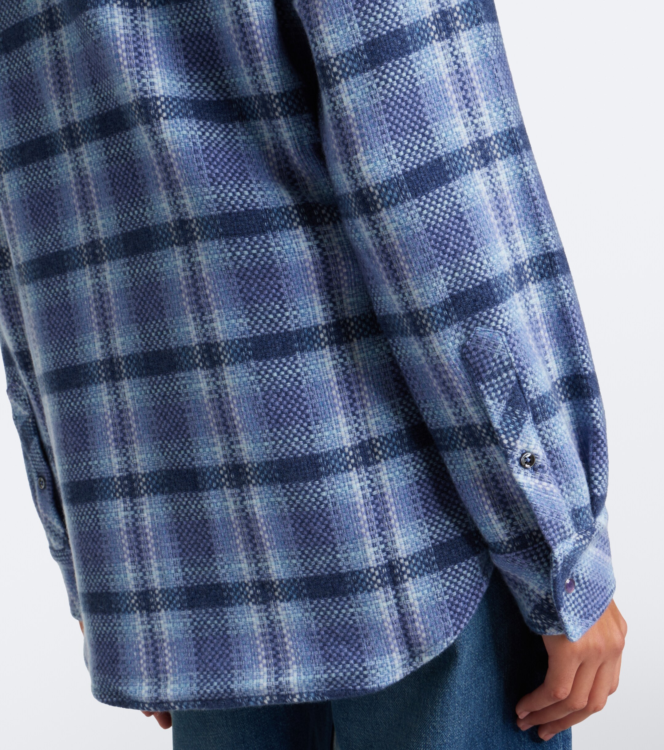 God's True Cashmere God's True Cashmere Blue Uniform plaid cashmere shirt