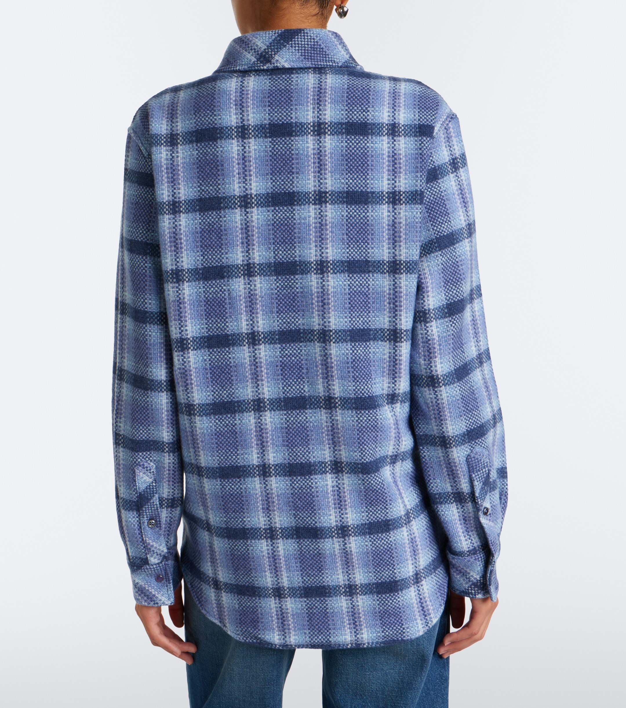God's True Cashmere God's True Cashmere Blue Uniform plaid cashmere shirt