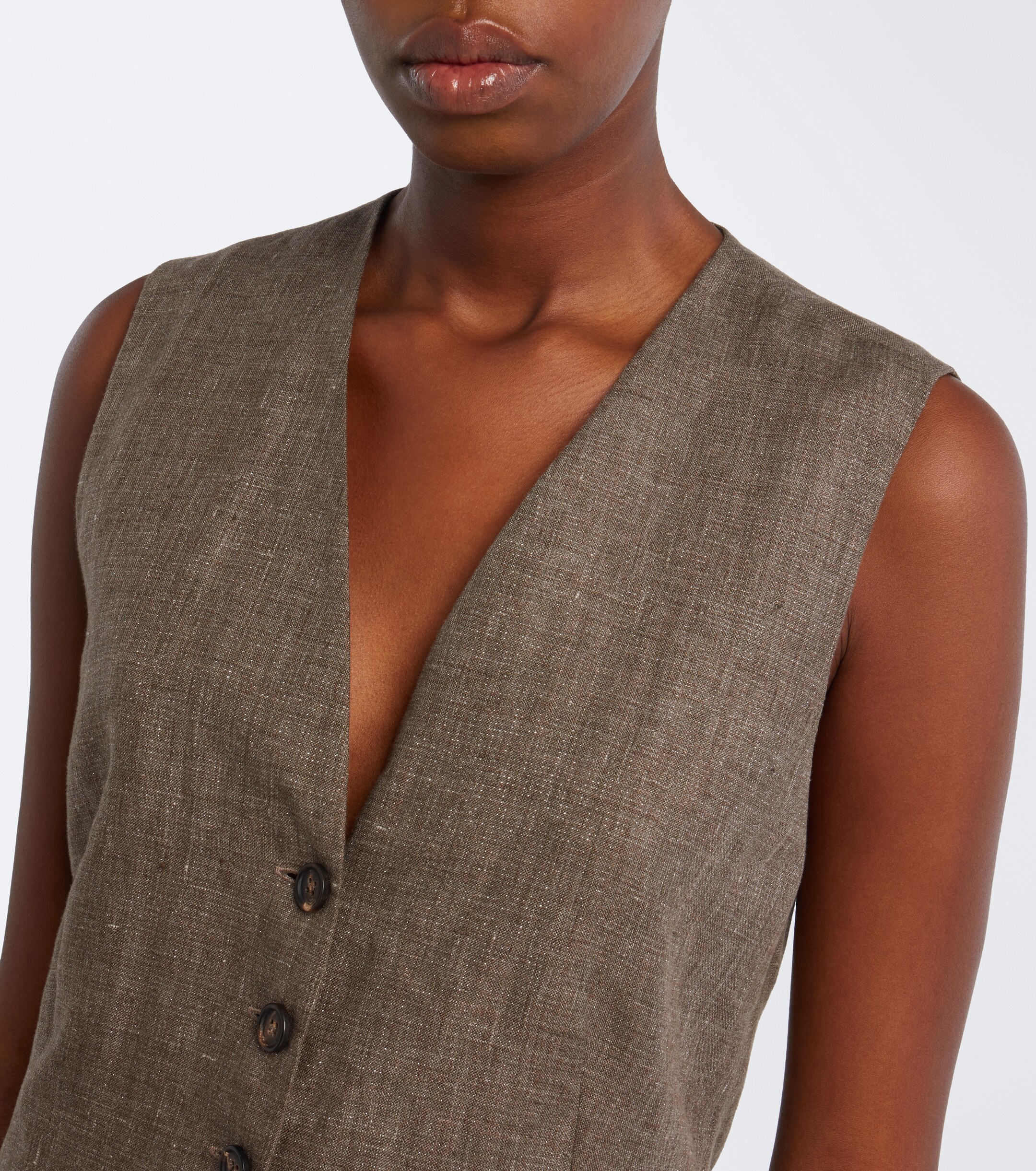 Brunello Cucinelli Brunello Cucinelli Scarf-detail linen vest