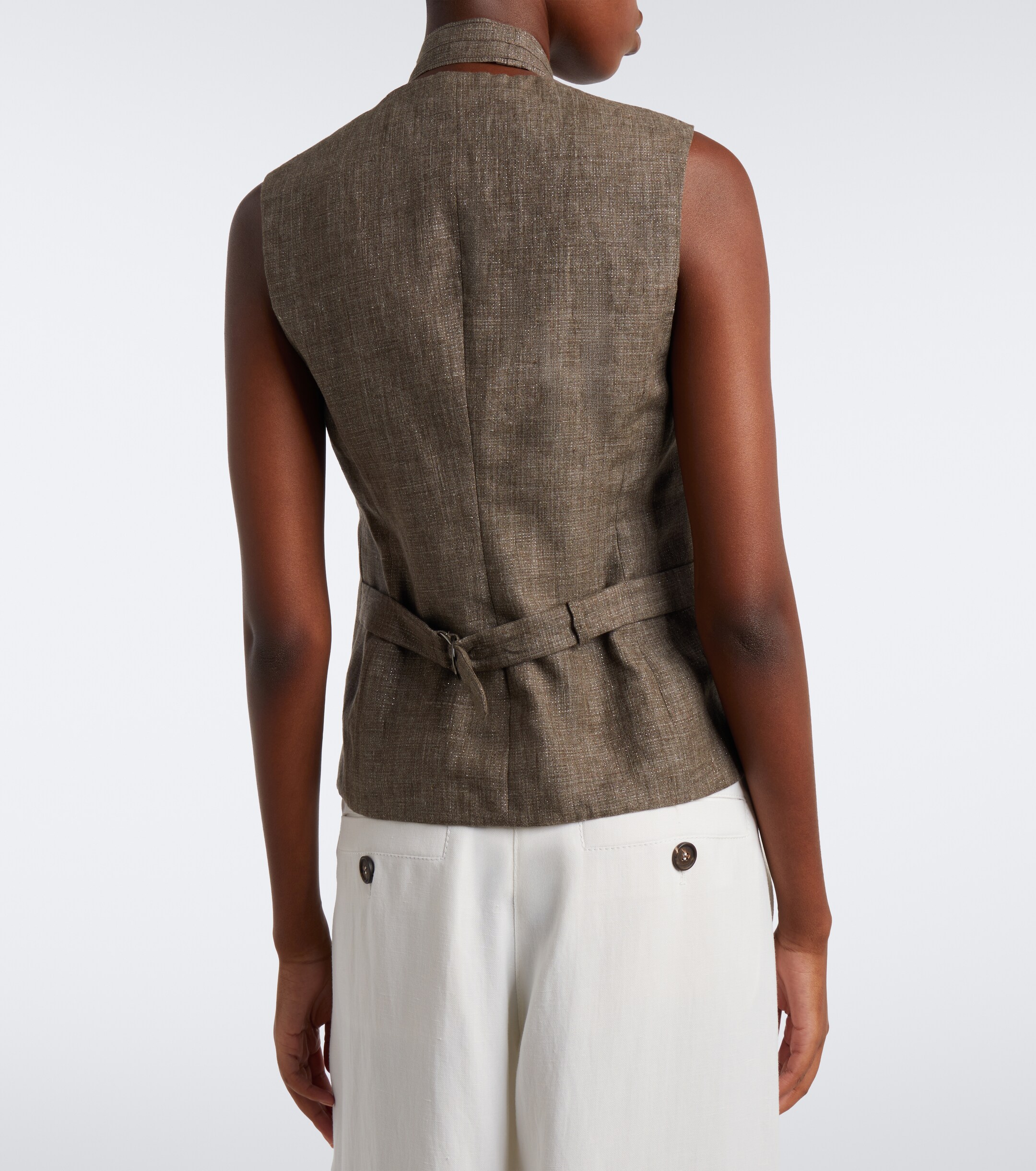 Brunello Cucinelli Brunello Cucinelli Scarf-detail linen vest