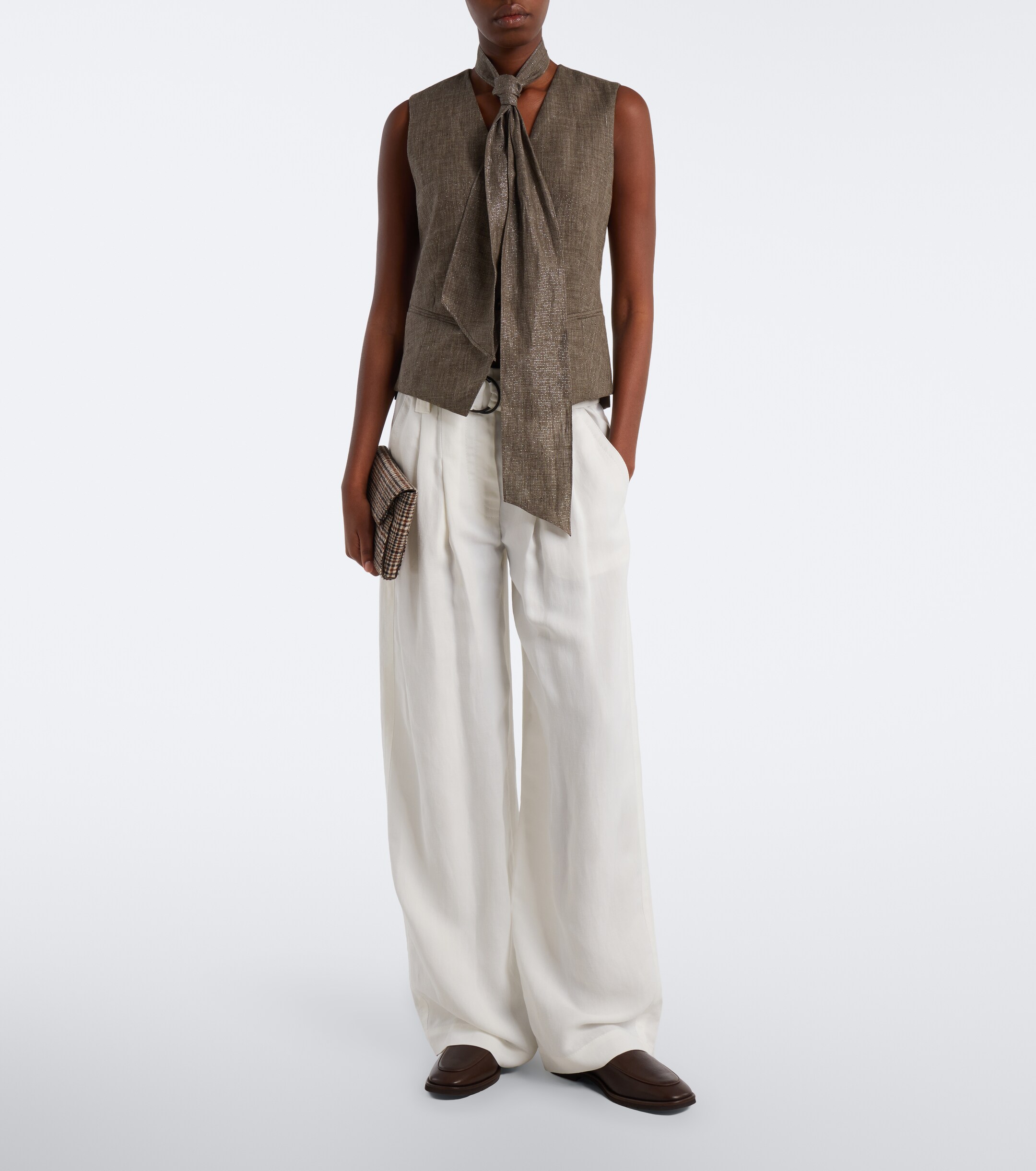 Brunello Cucinelli Brunello Cucinelli Scarf-detail linen vest