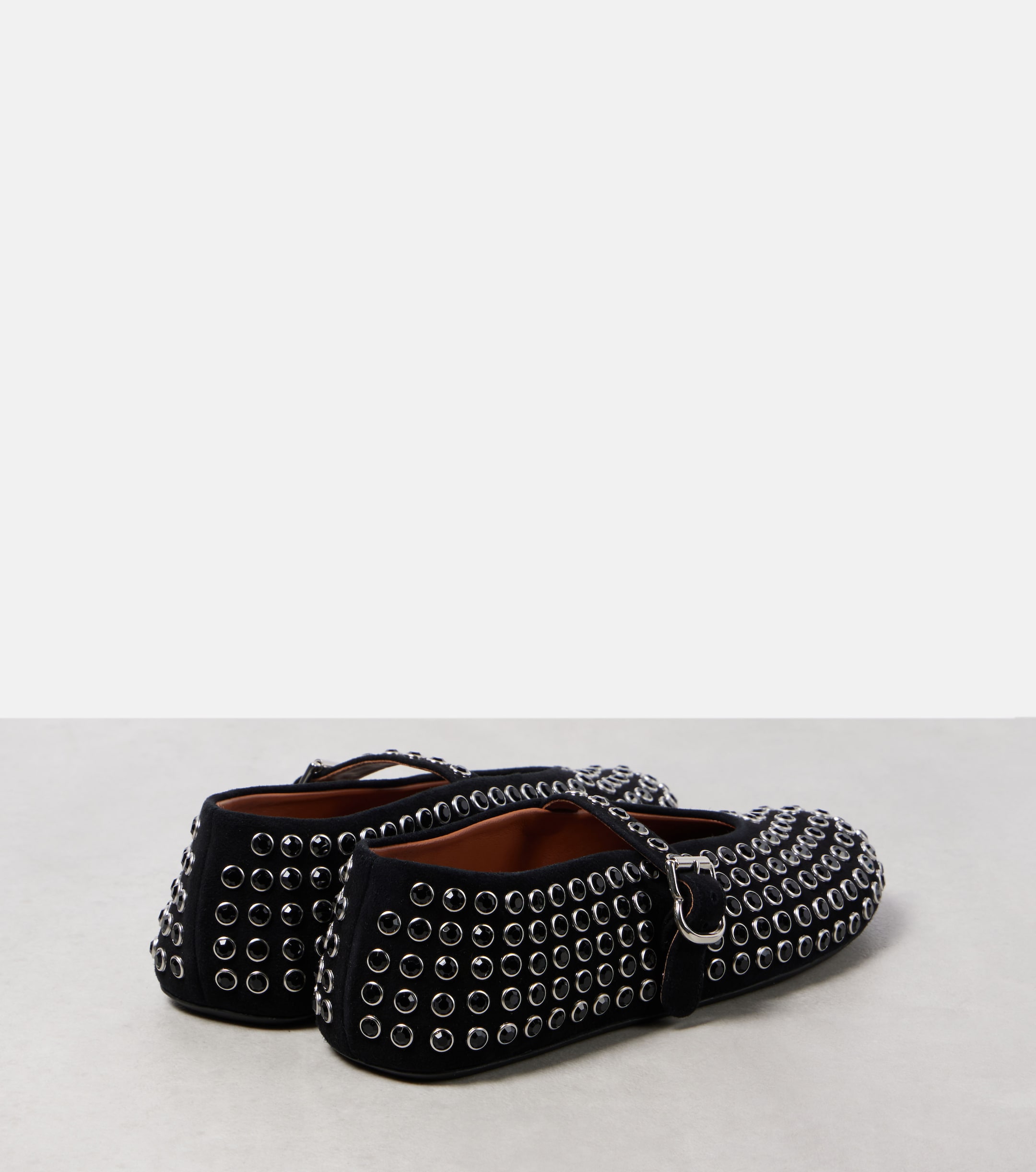 Alaïa Crystal-embellished suede ballet flats