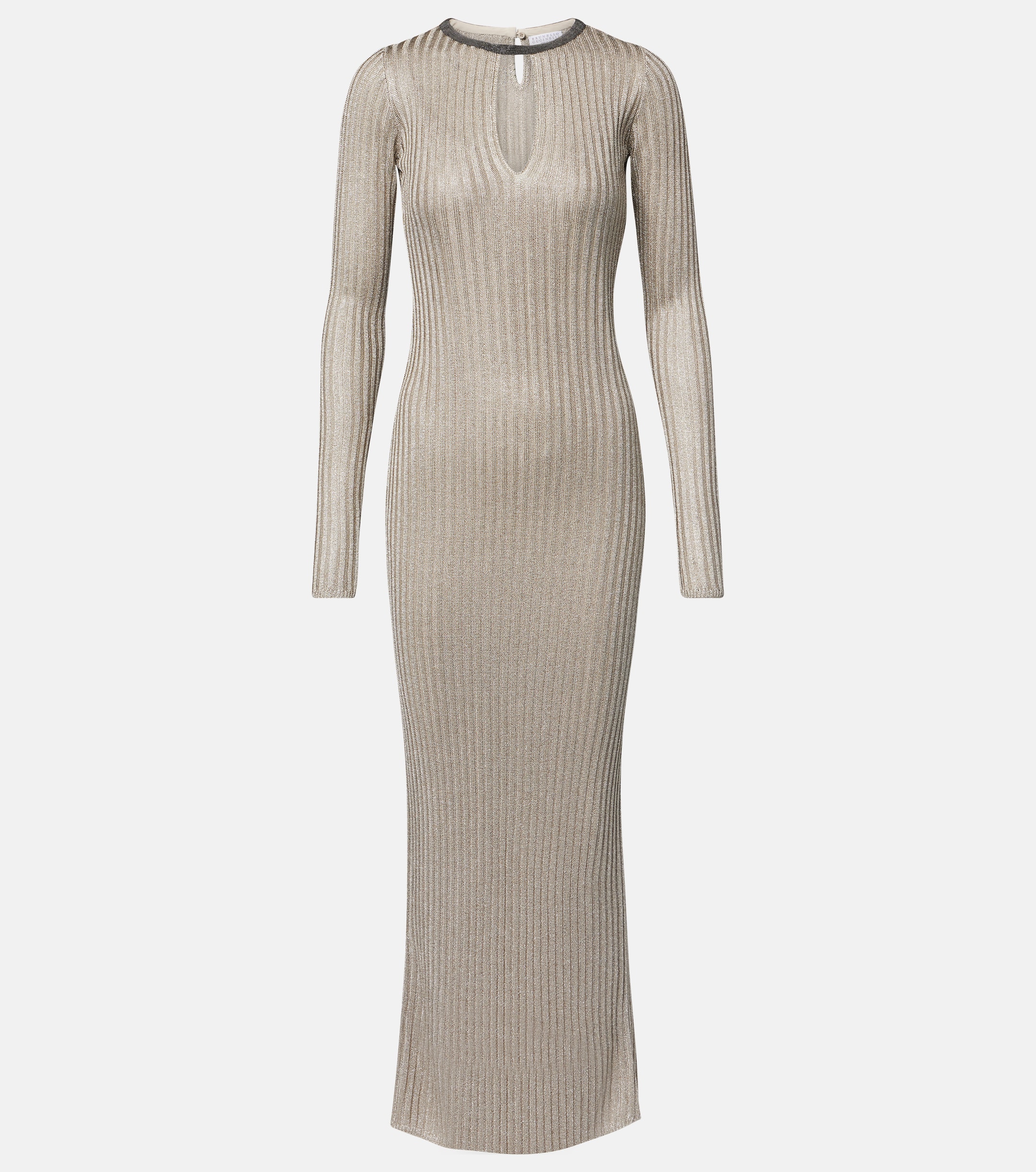 Brunello Cucinelli - Monili ribbed-knit lam maxi dress | Plush Brunello Cucinelli - Monili ribbed-knit lam maxi dress | Plush