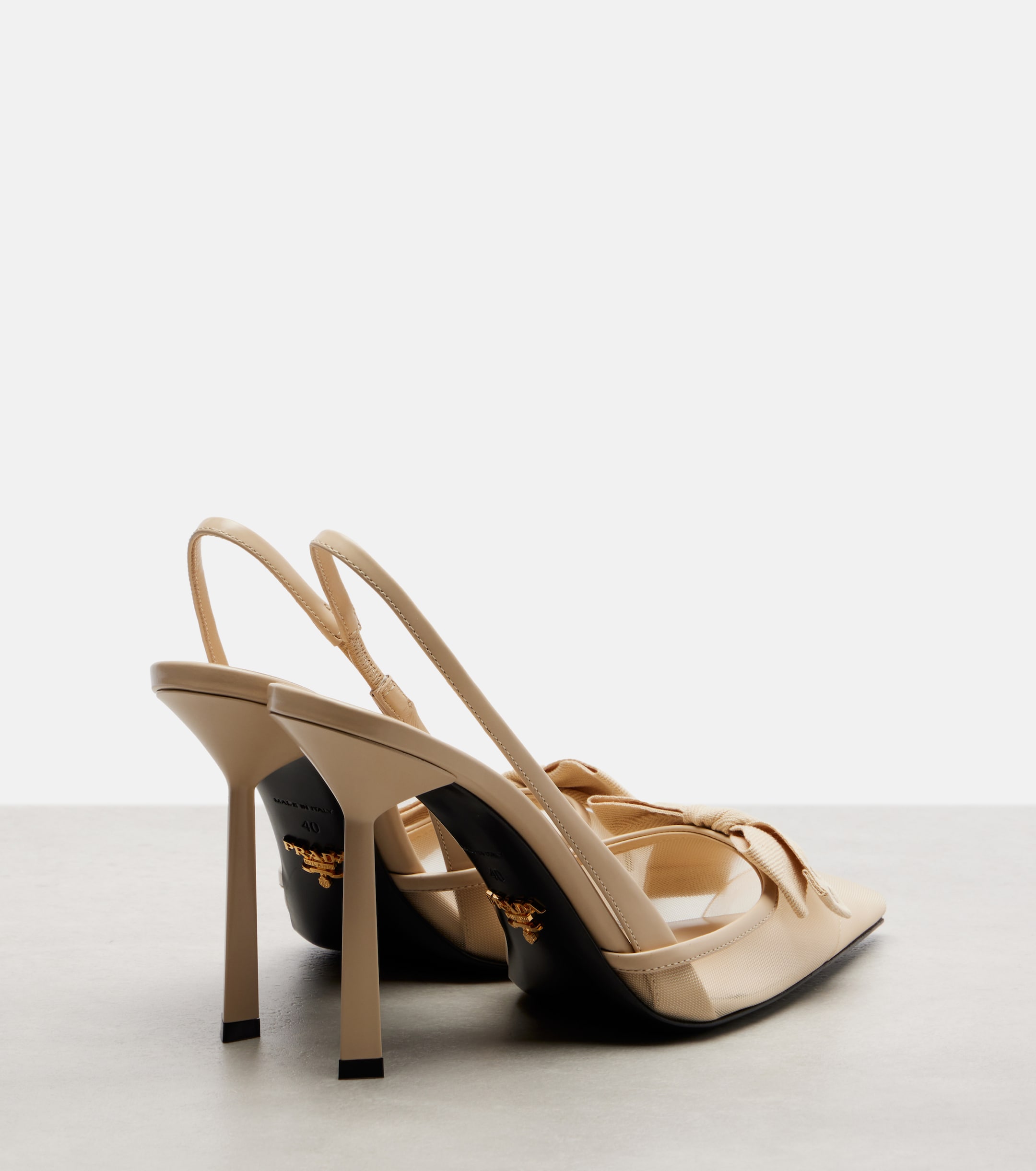 Prada - Bow-detail mesh slingback pumps | Plush