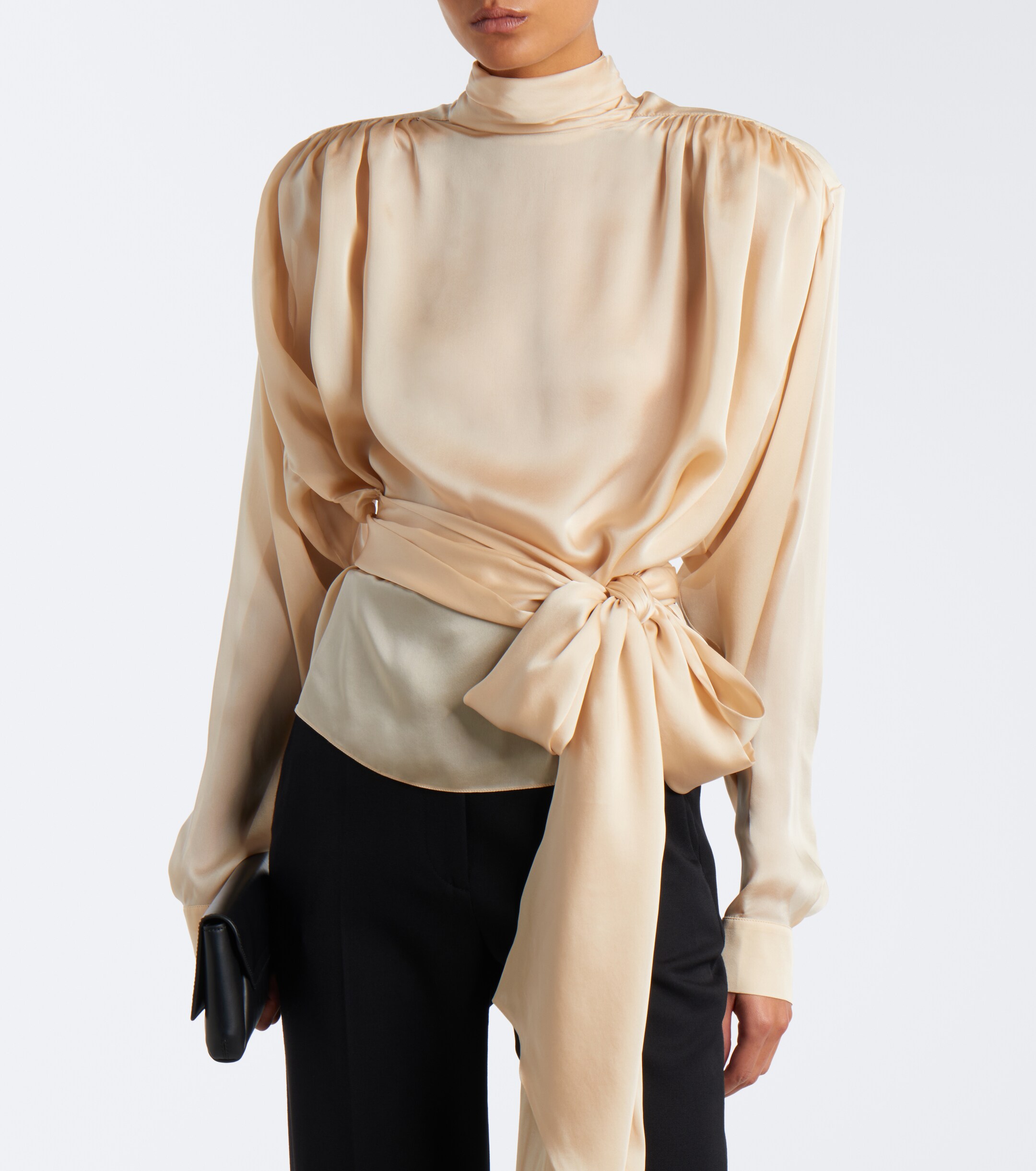 Balmain Balmain Bow-detail silk charmeuse blouse