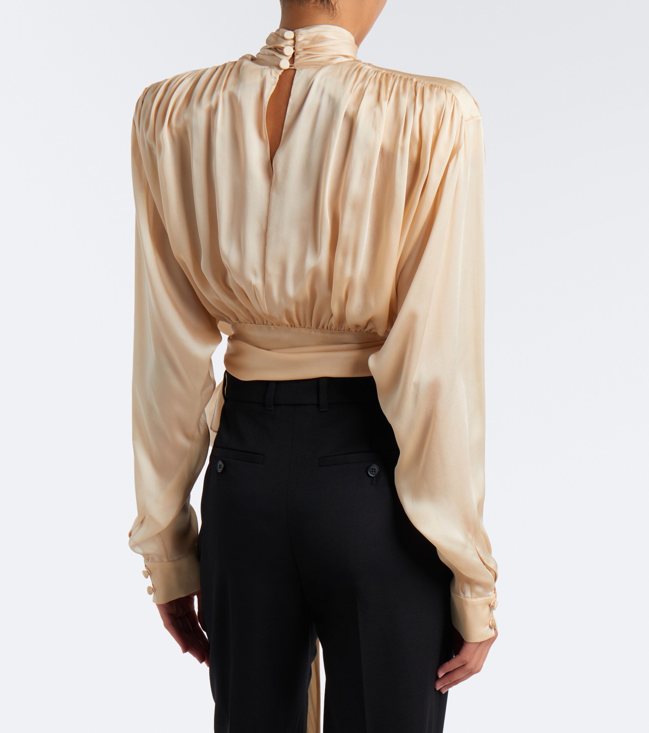 Balmain Balmain Bow-detail silk charmeuse blouse