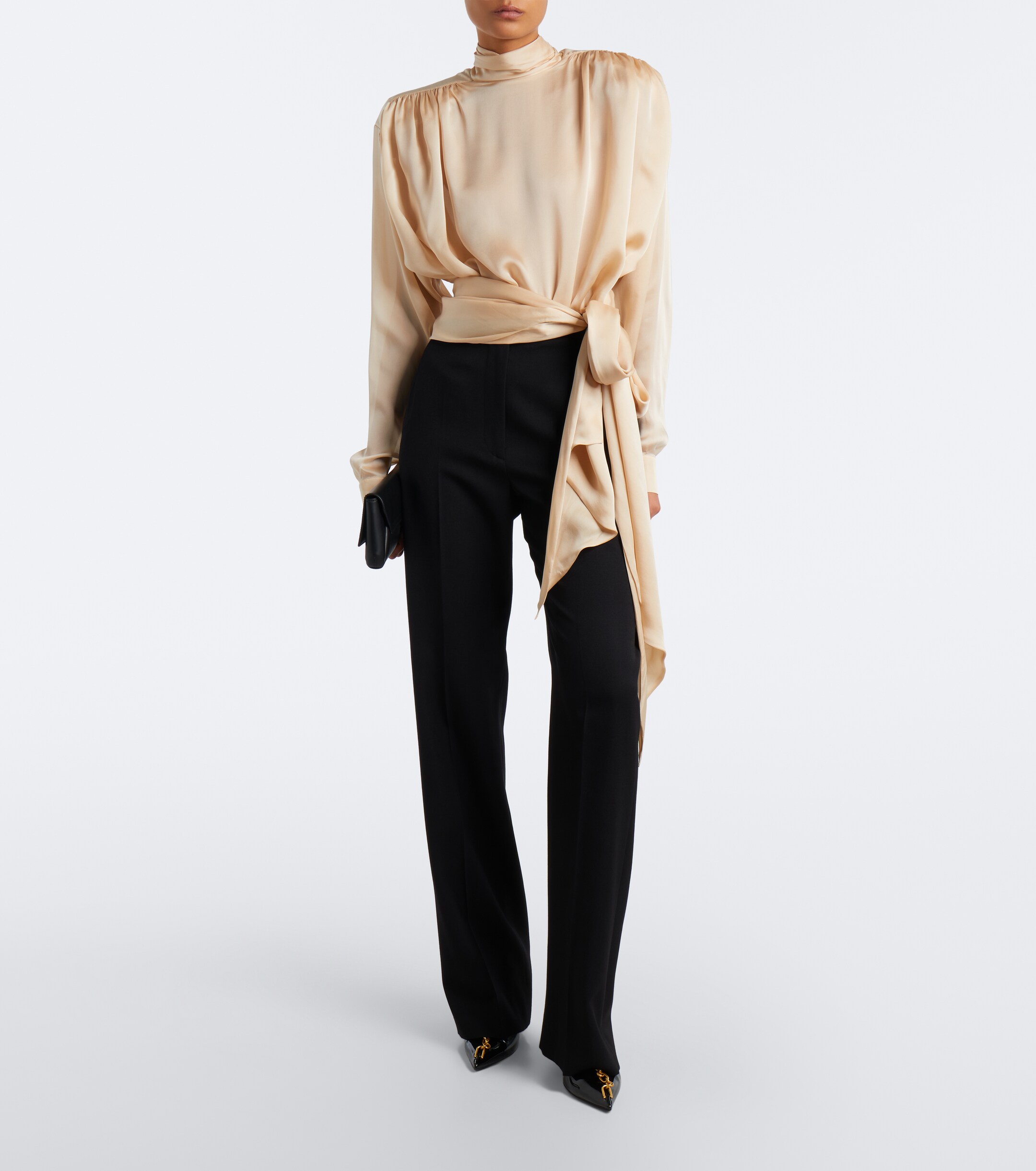 Balmain Balmain Bow-detail silk charmeuse blouse