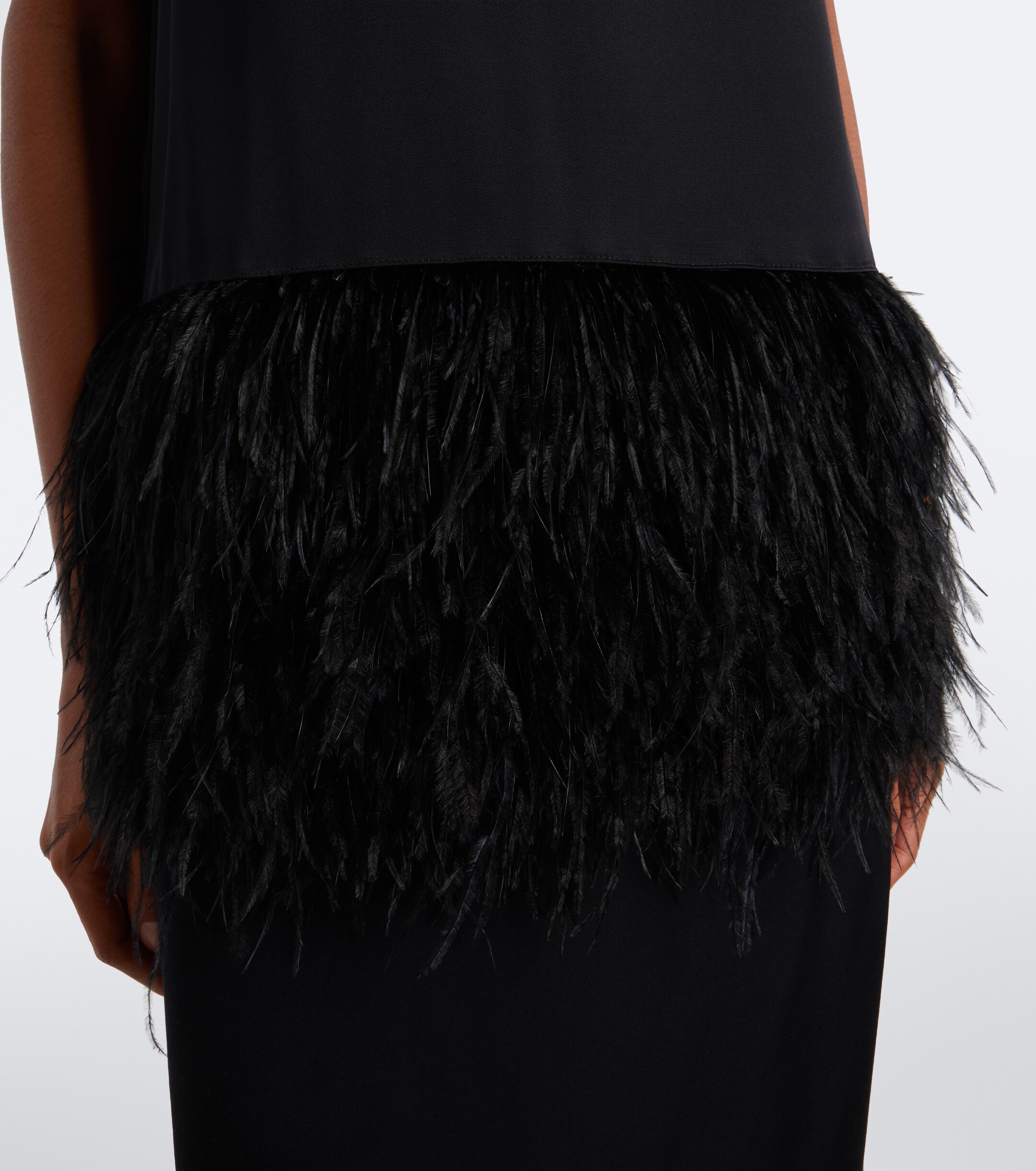 LOULOU DE SAISON Loulou de Saison Sonia feather-trimmed midi dress