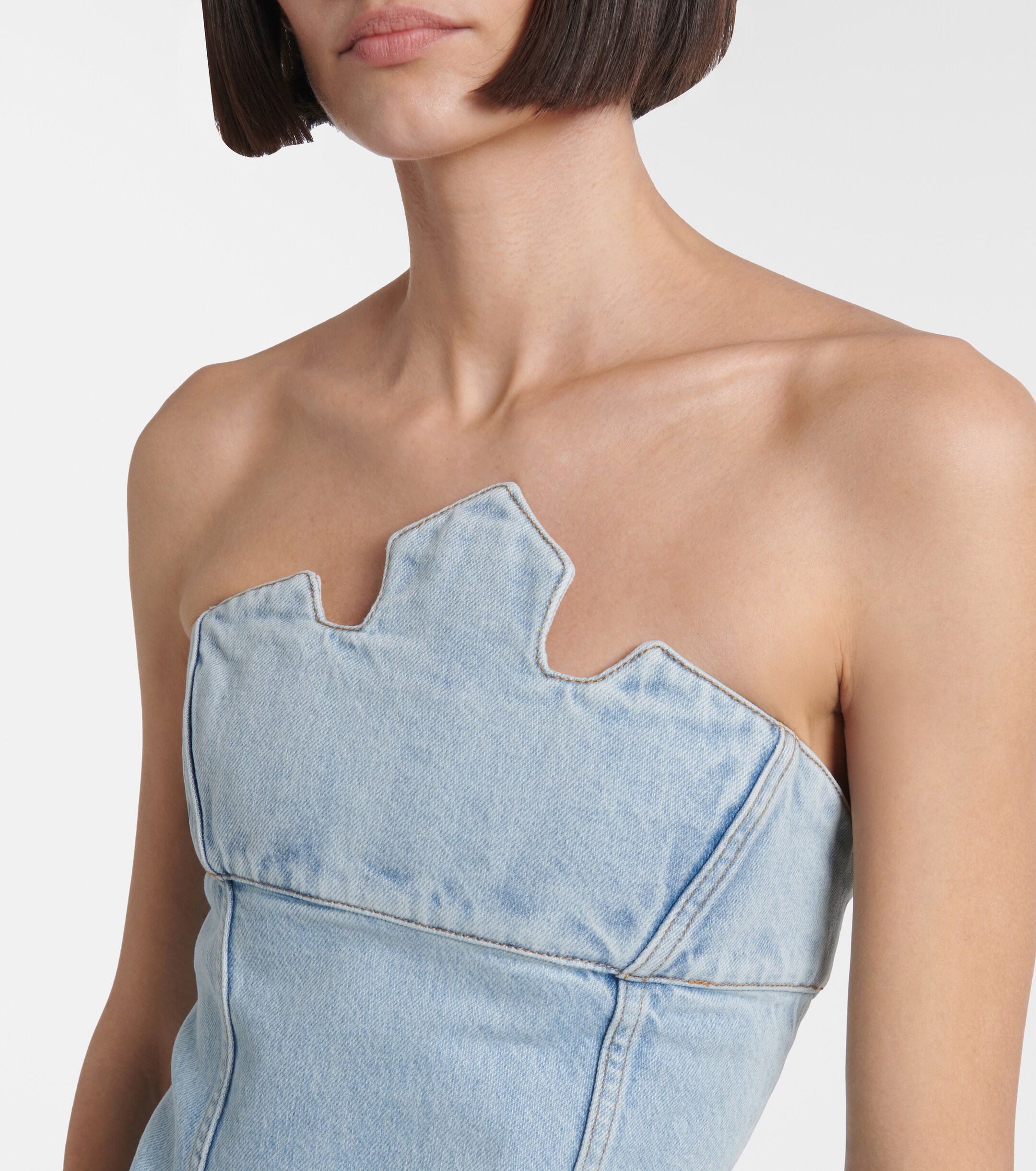 coperni denim dress Coperni Denim Asymmetric Flower Mini Dress Blue
