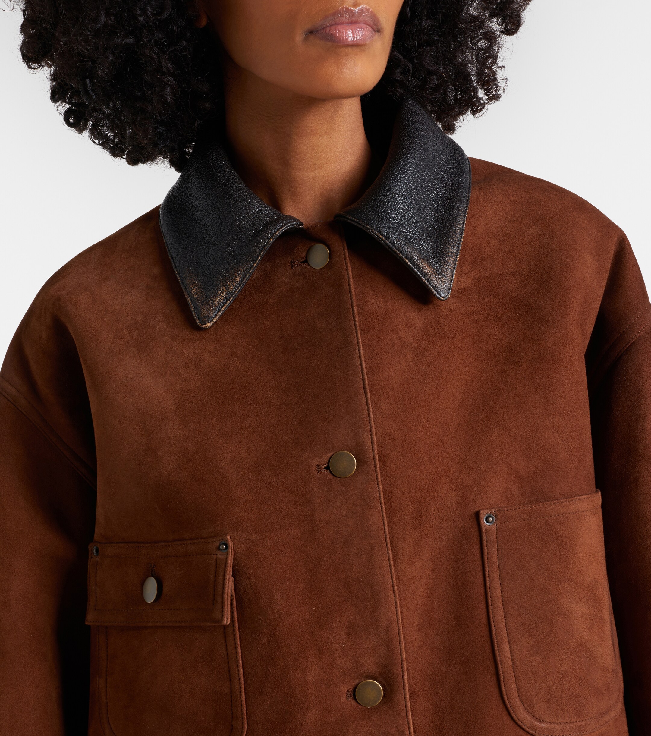 Prada Leather-trimmed suede field jacket