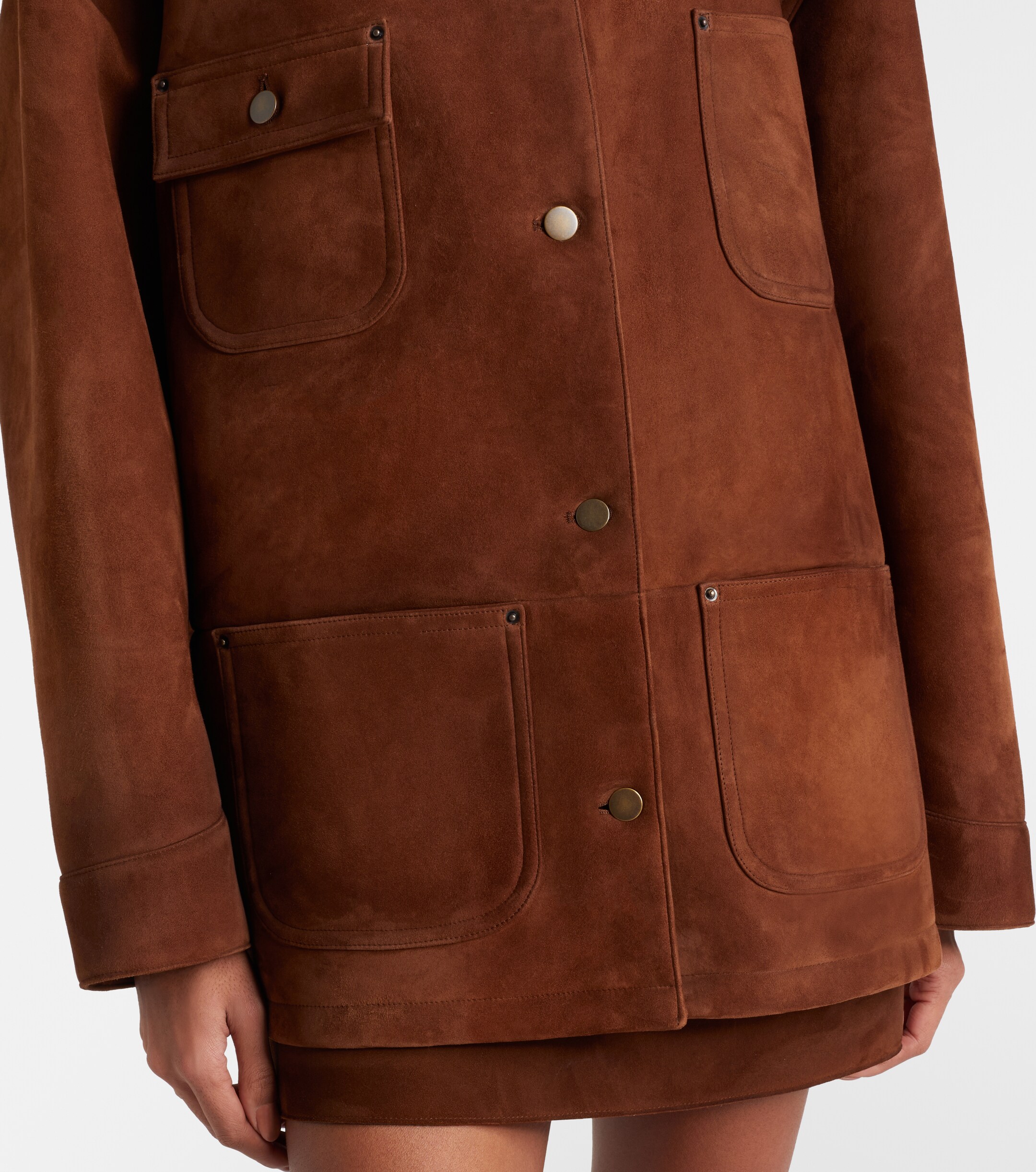 Prada Leather-trimmed suede field jacket