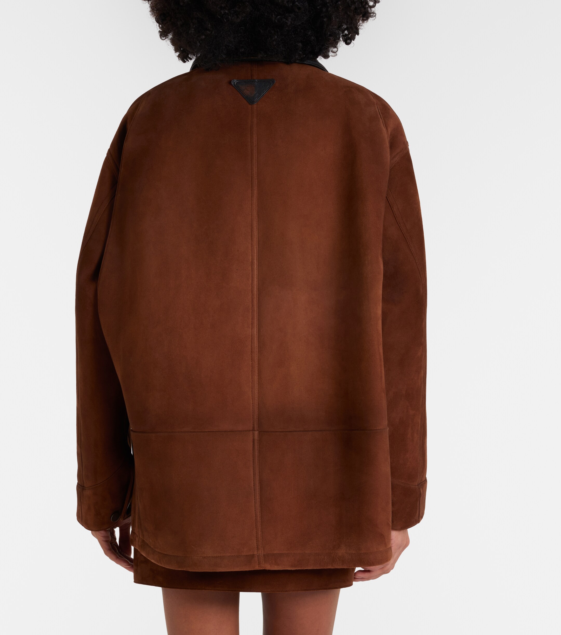 Prada Leather-trimmed suede field jacket
