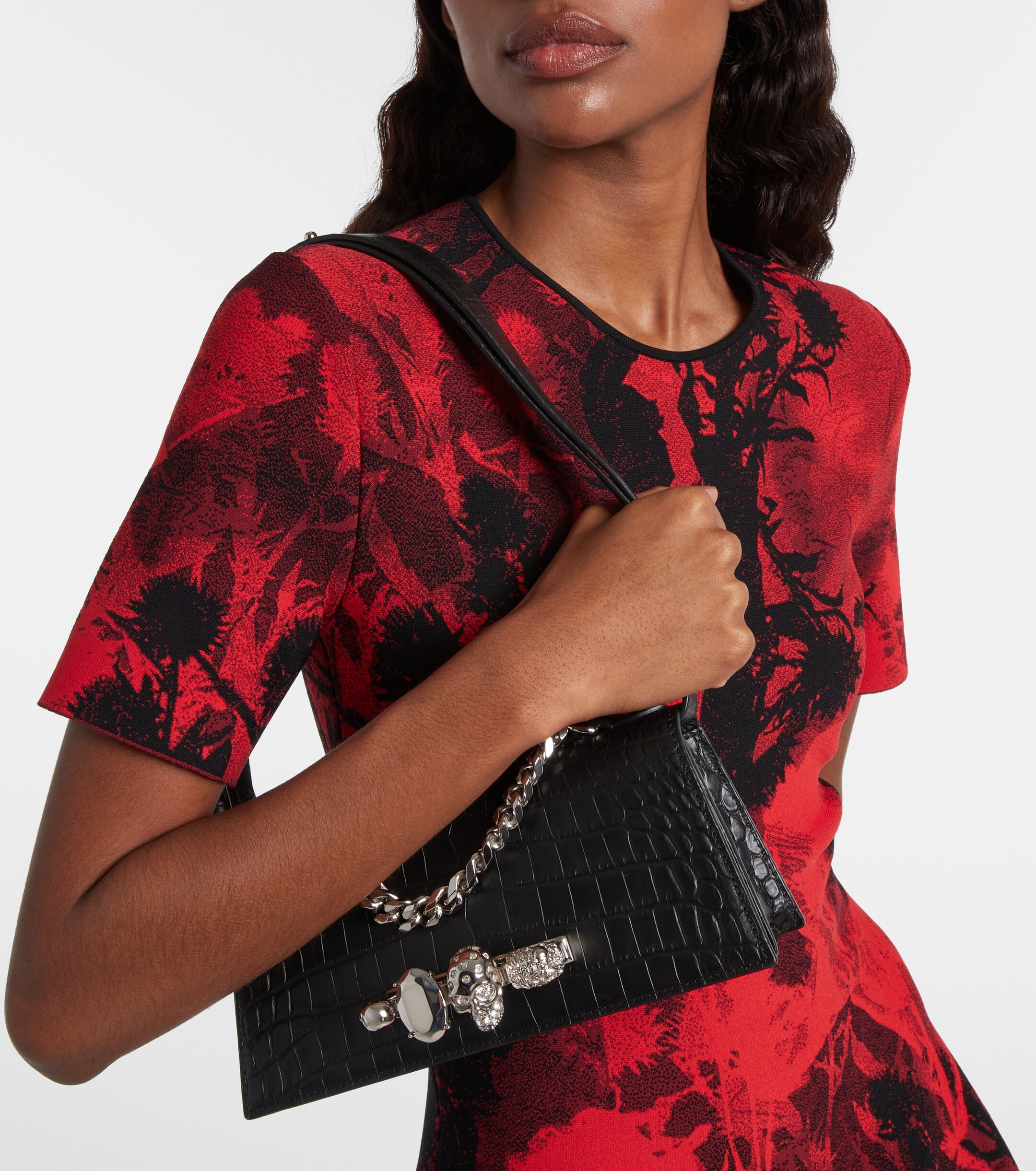 McQueen Jewelled Mini leather shoulder bag