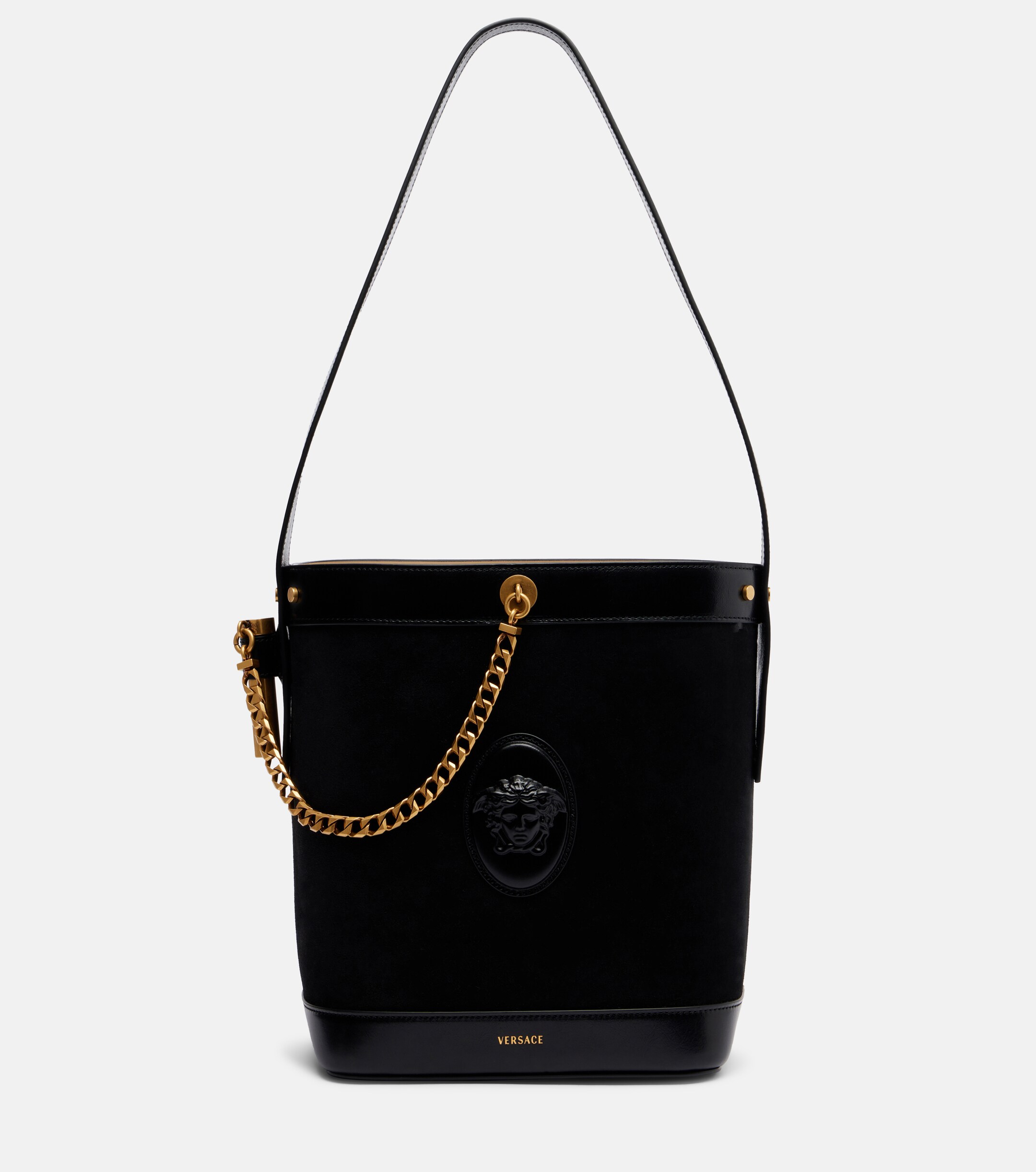 Versace La Medusa suede shoulder bag