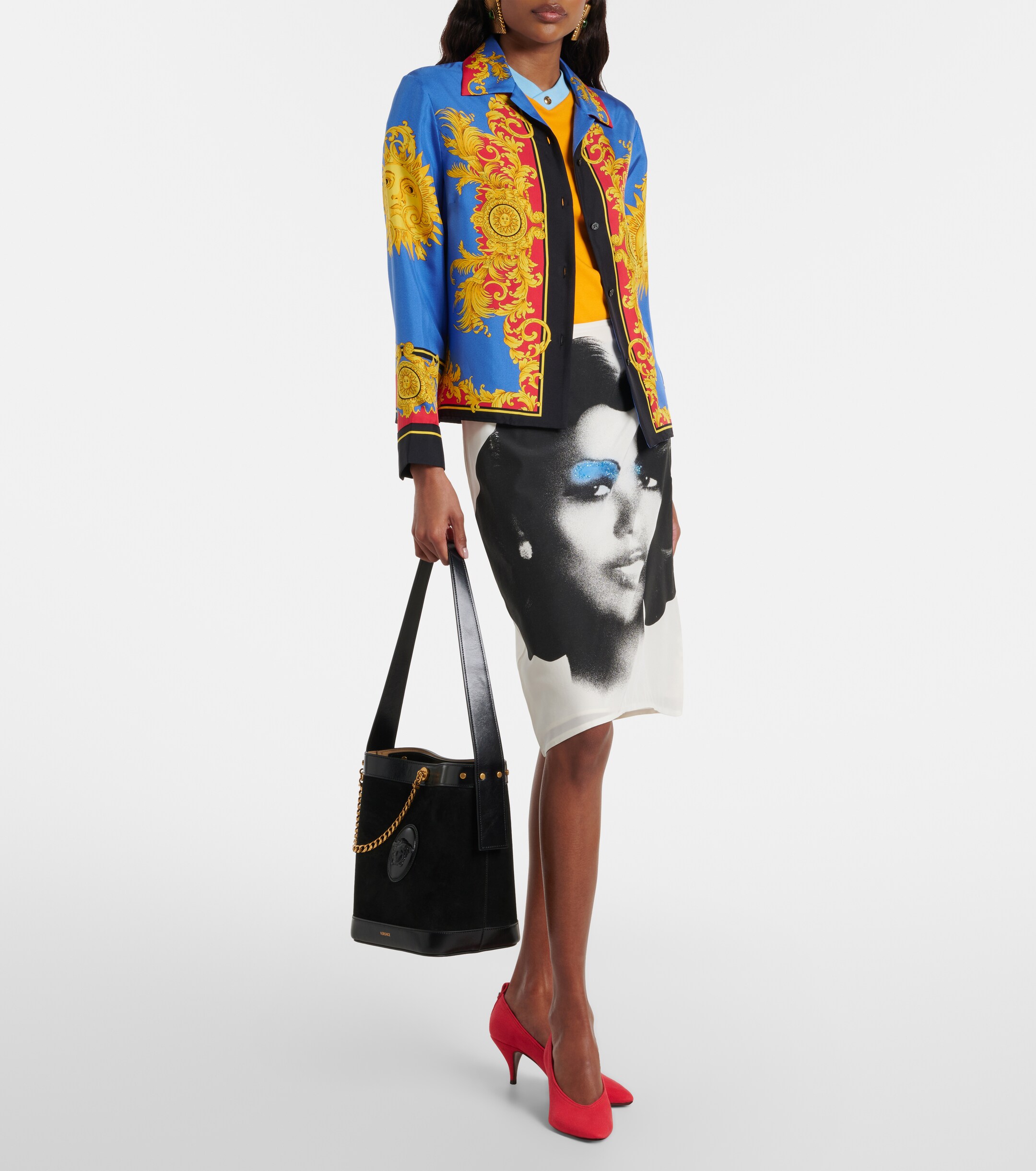 Versace La Medusa suede shoulder bag