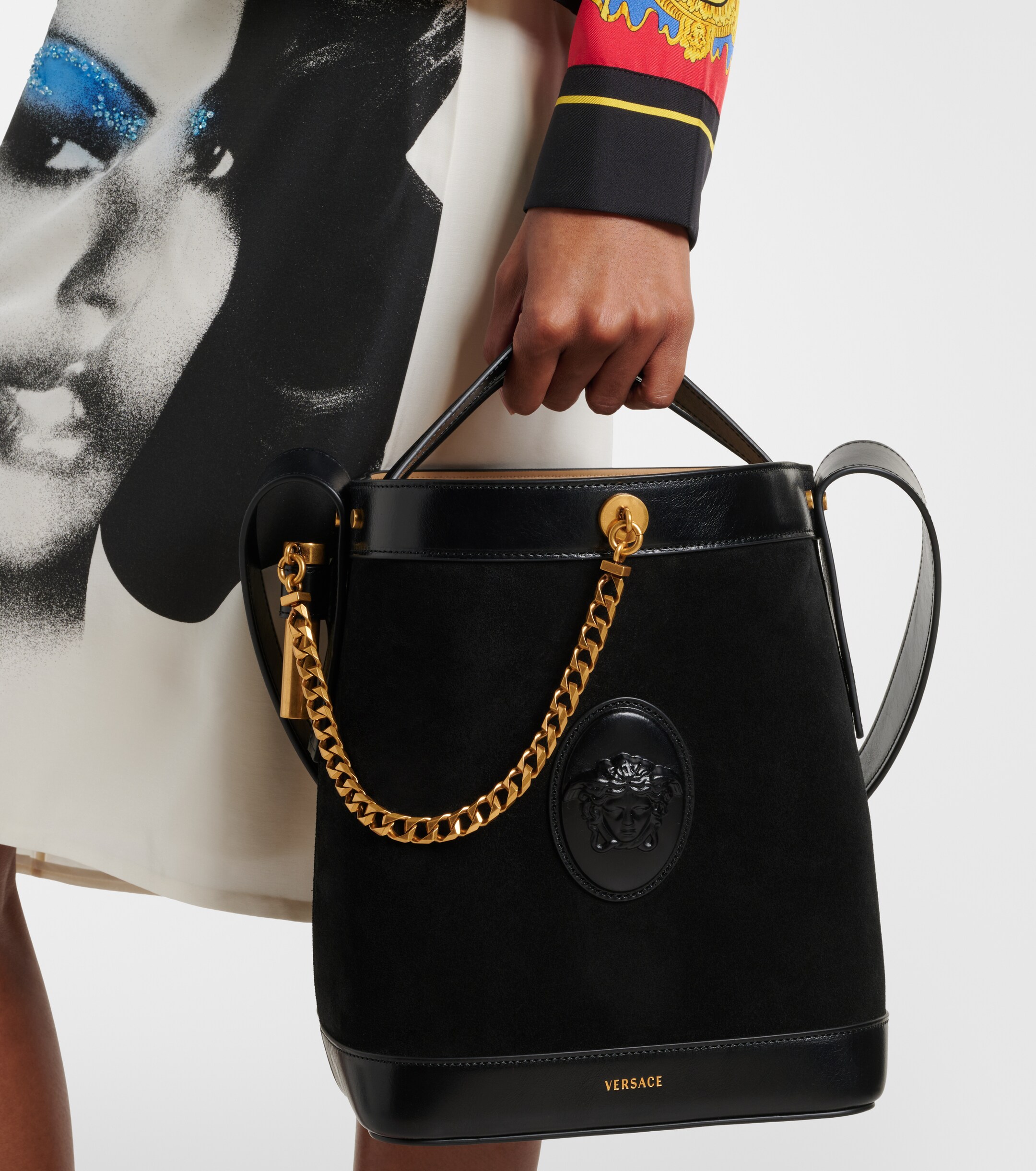 Versace La Medusa suede shoulder bag