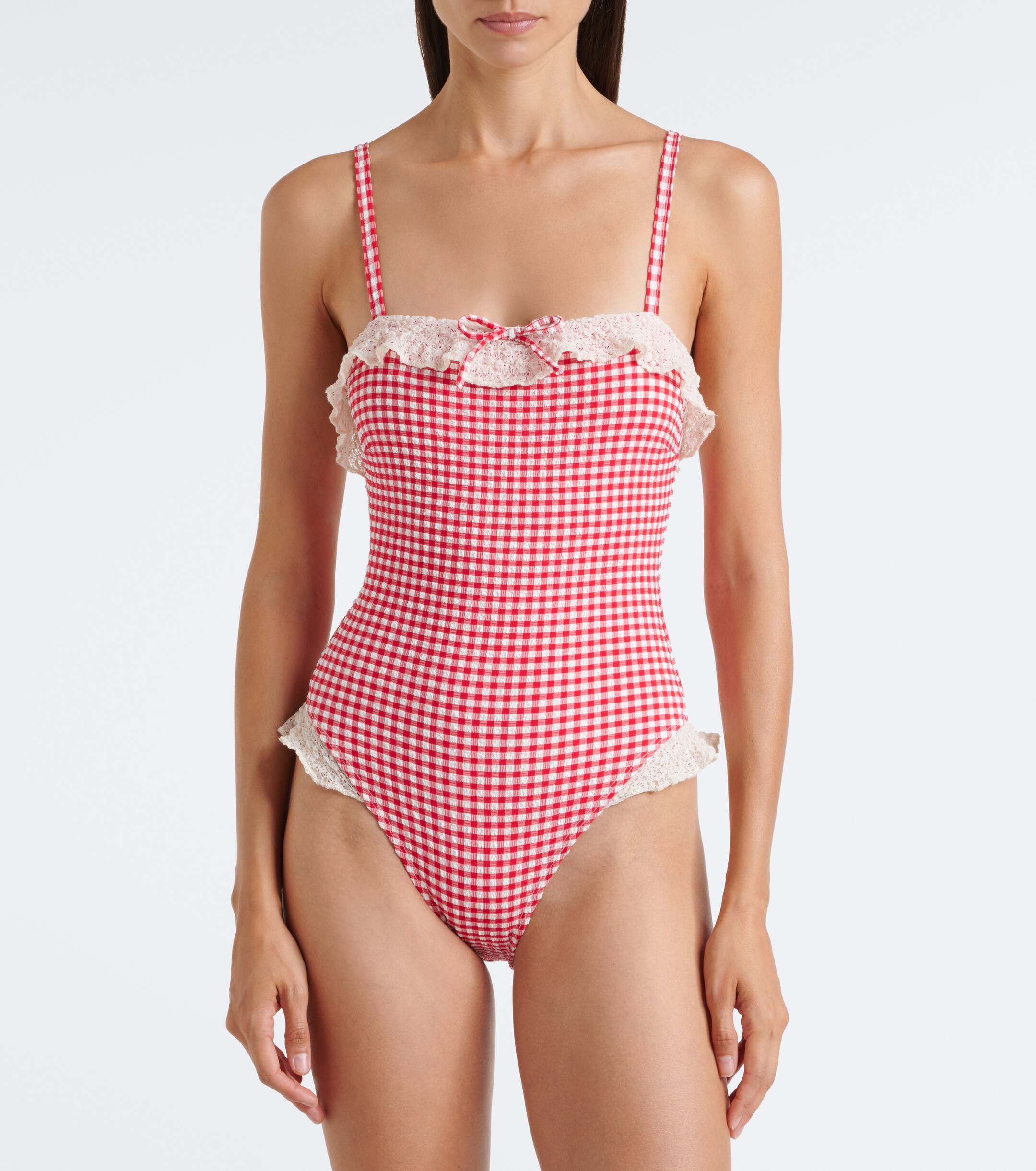 Montce Montce Jacelyn gingham ruffled swimsuit