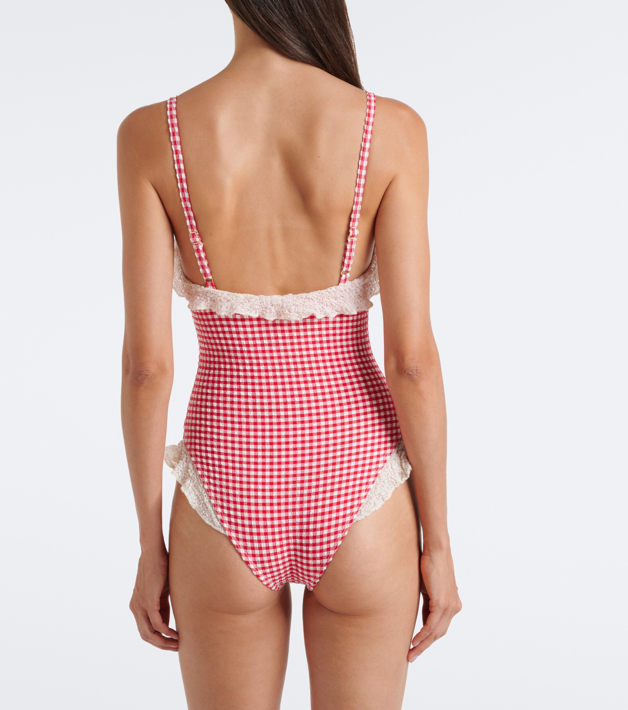 Montce Montce Jacelyn gingham ruffled swimsuit