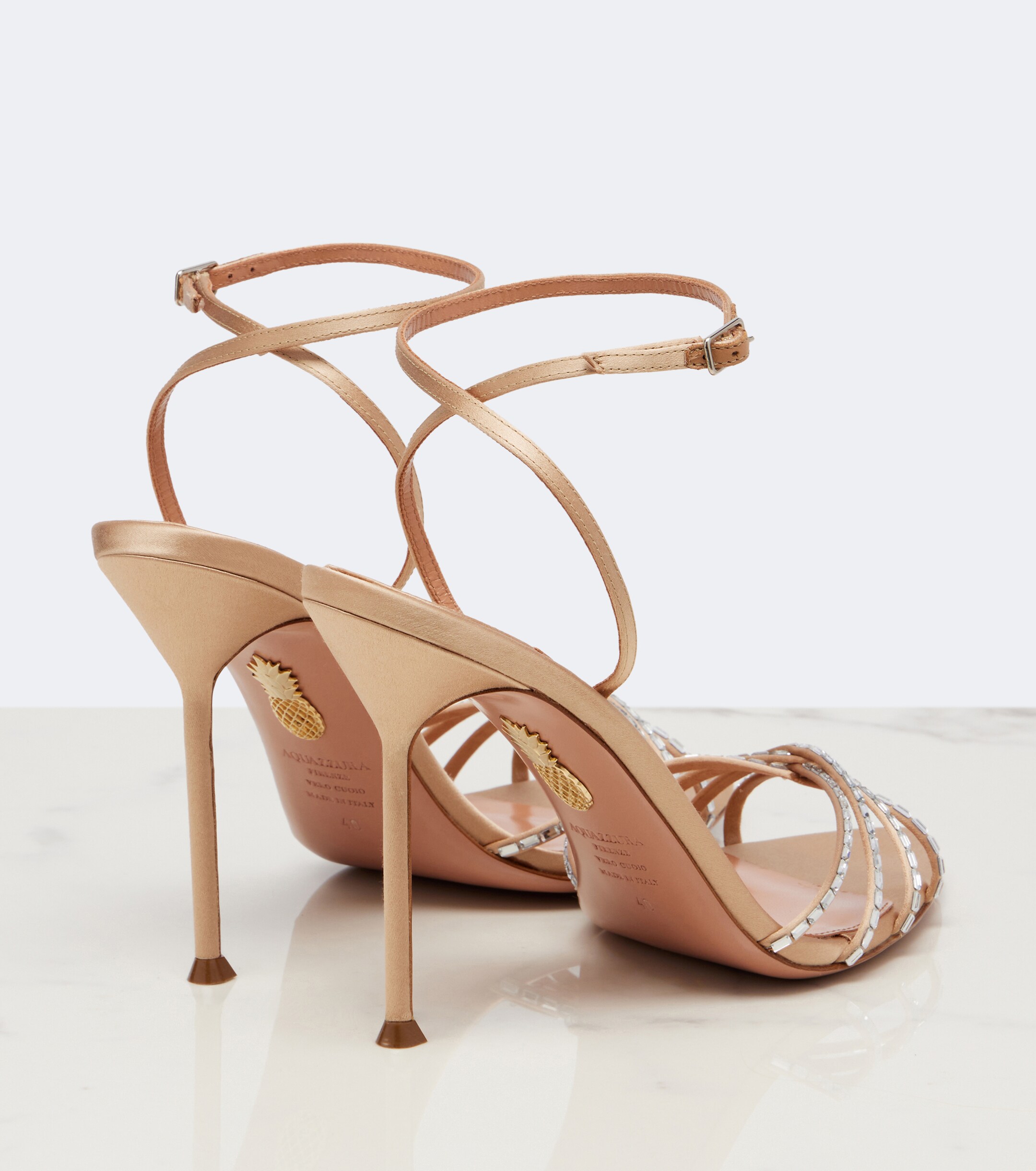 AQUAZZURA Aquazzura Tell Me Crystal satin sandals