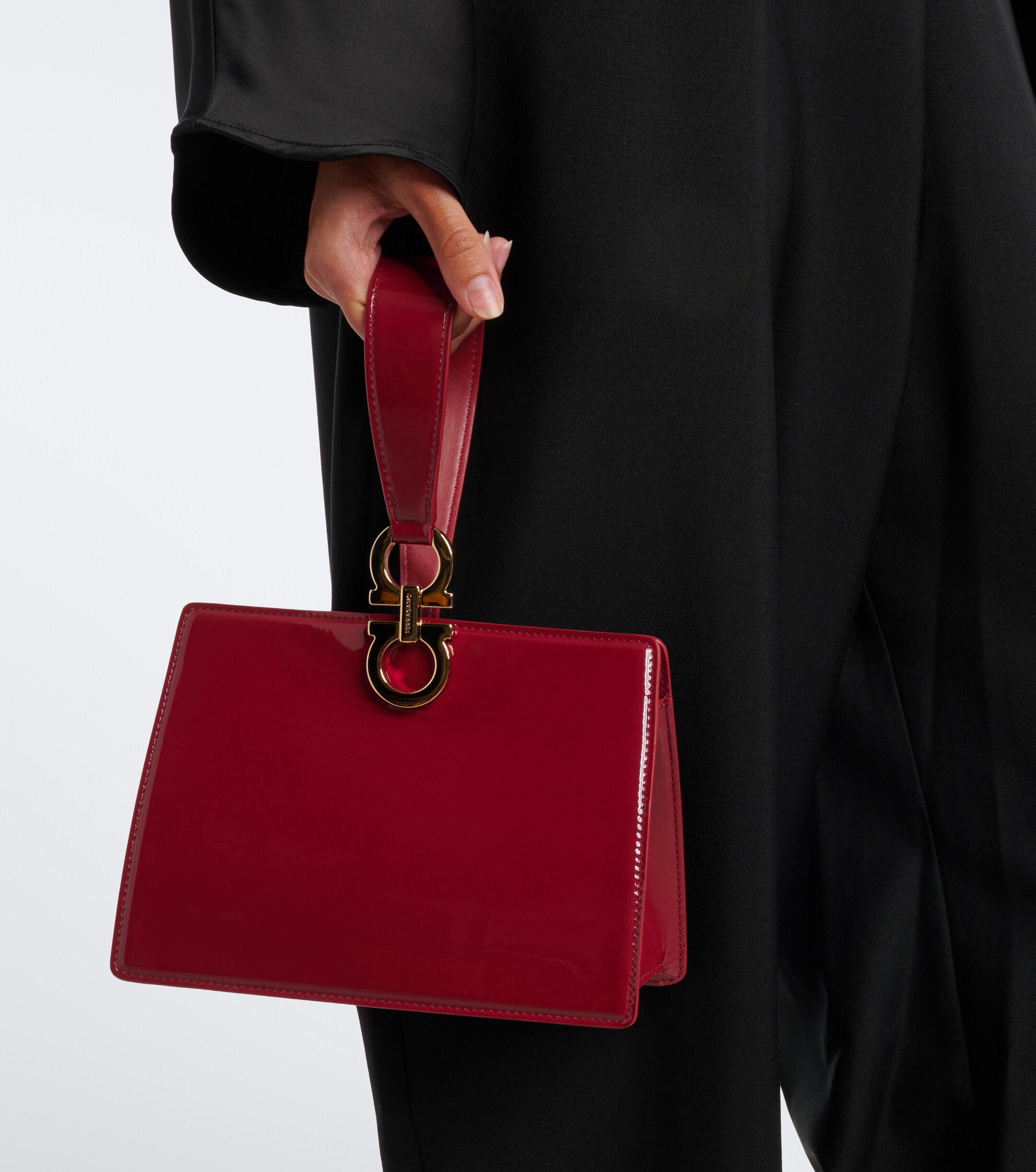 Ferragamo Ferragamo Gancini Small patent leather clutch