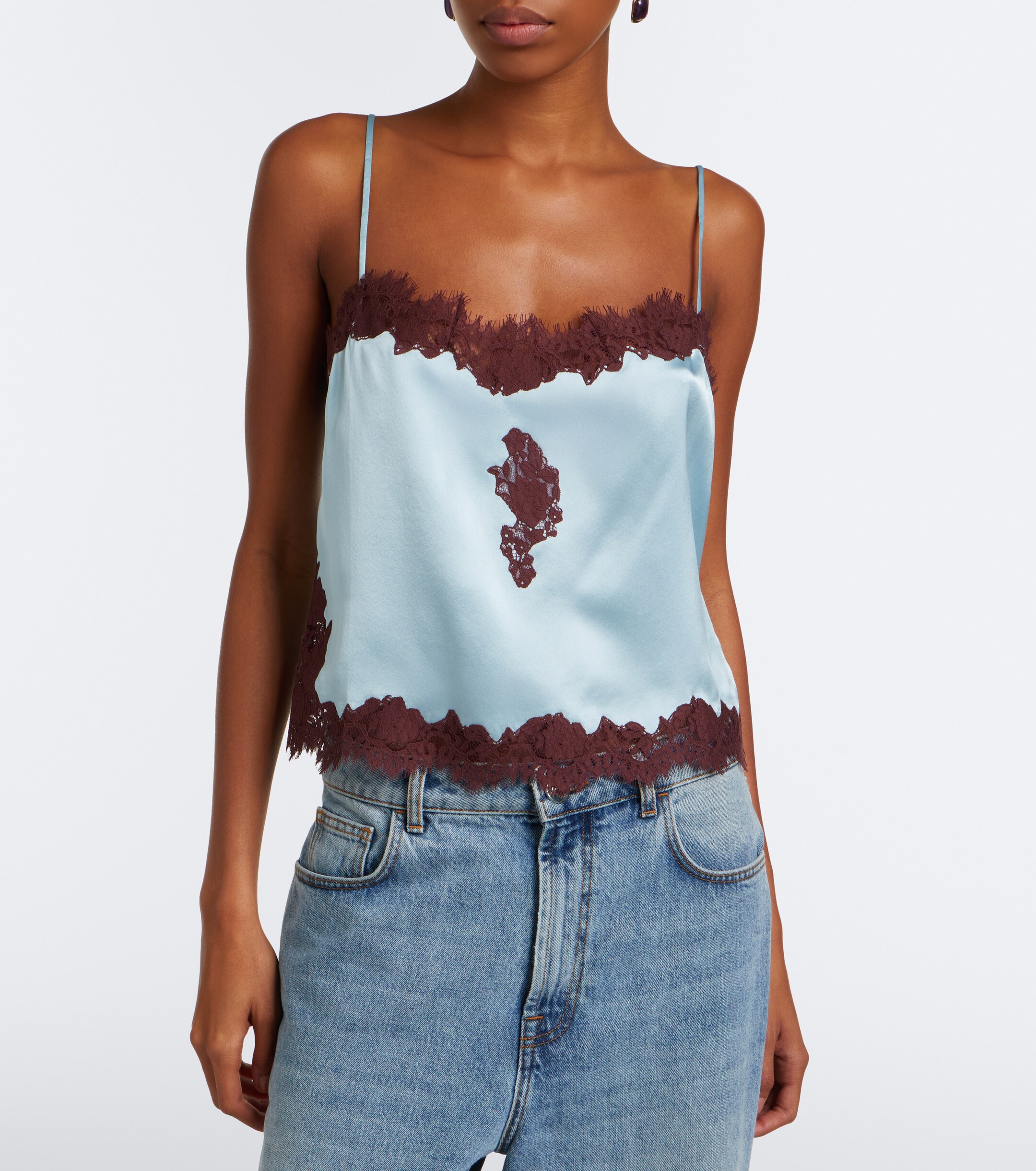 Dôen Dôen Avelaine lace-trimmed silk satin camisole
