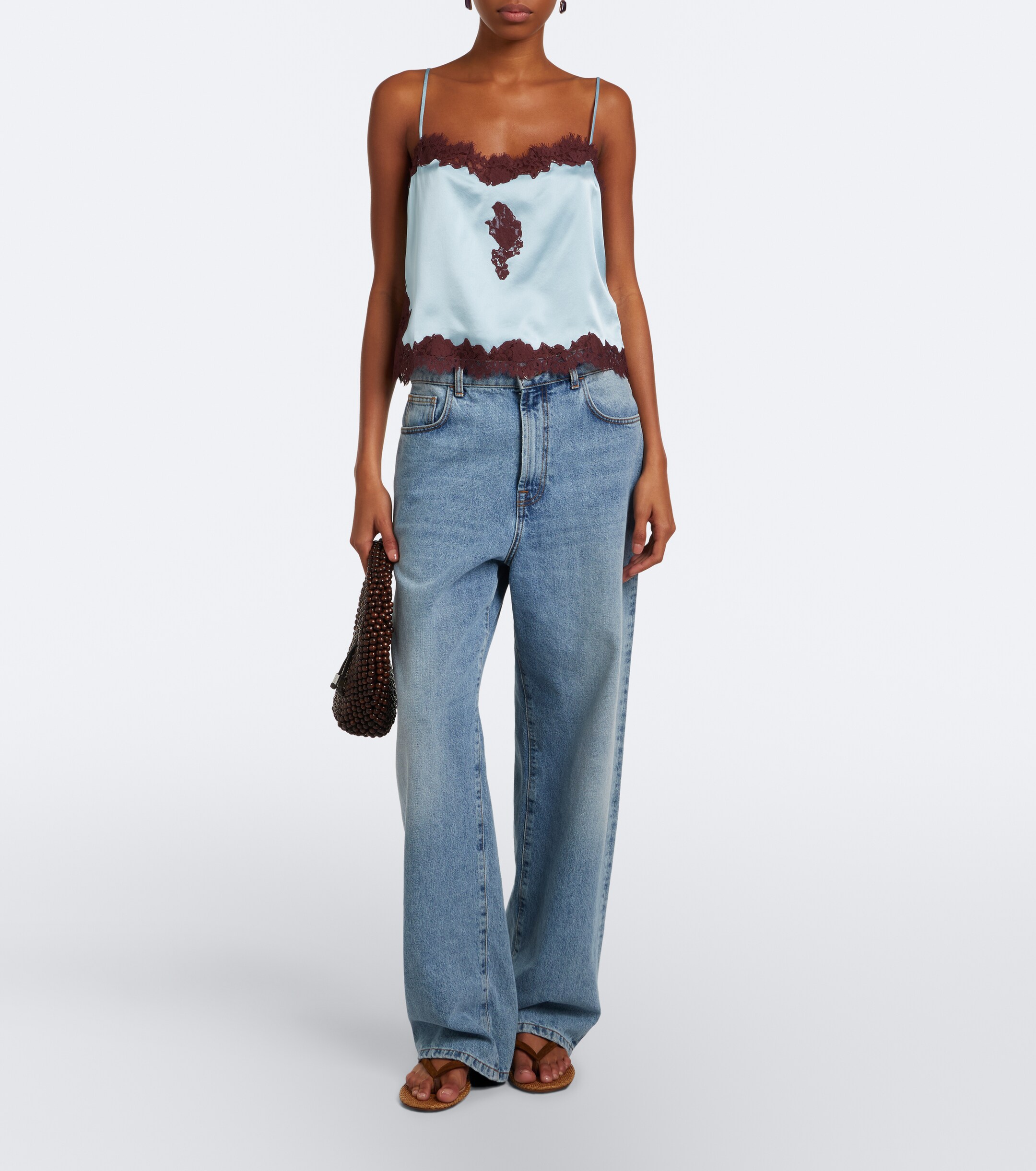Dôen Dôen Avelaine lace-trimmed silk satin camisole