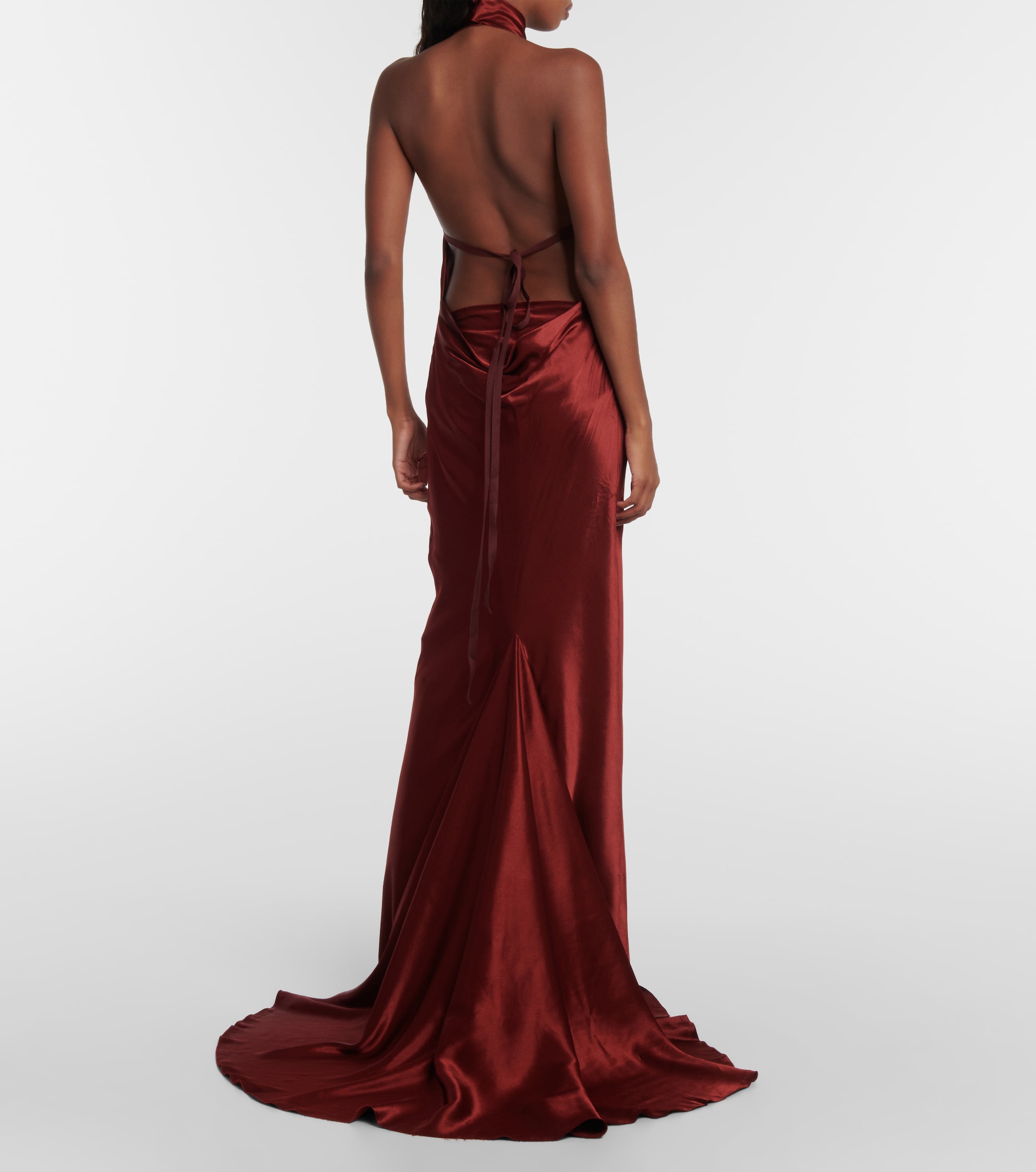 ANN DEMEULEMEESTER - Halterneck satin gown | Plush