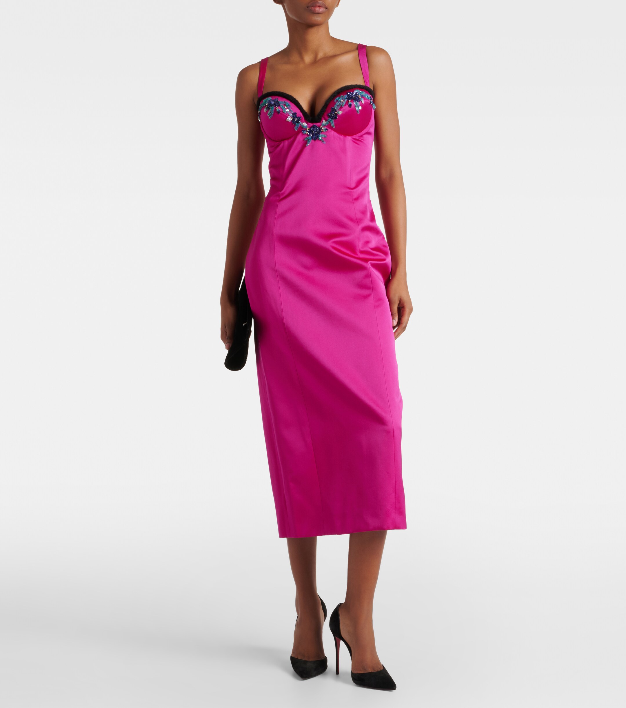 Miss Sohee Embellished satin midi dress