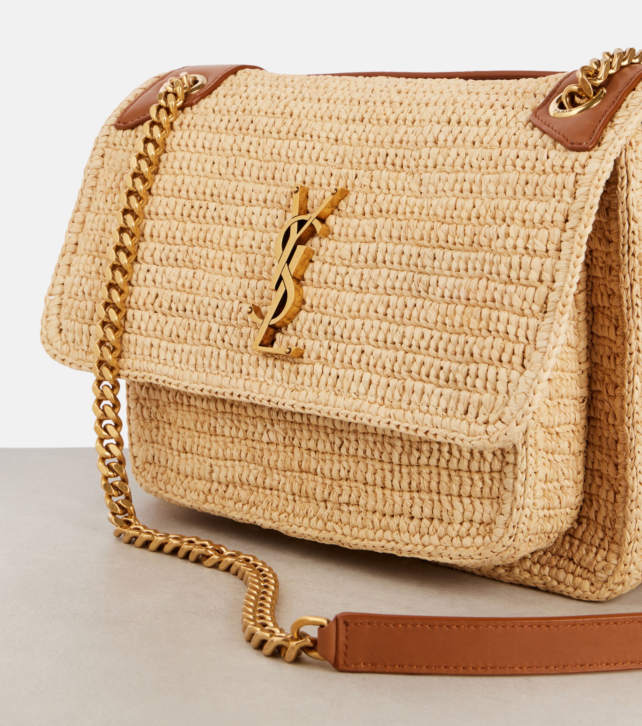 Saint Laurent Niki Medium raffia shoulder bag