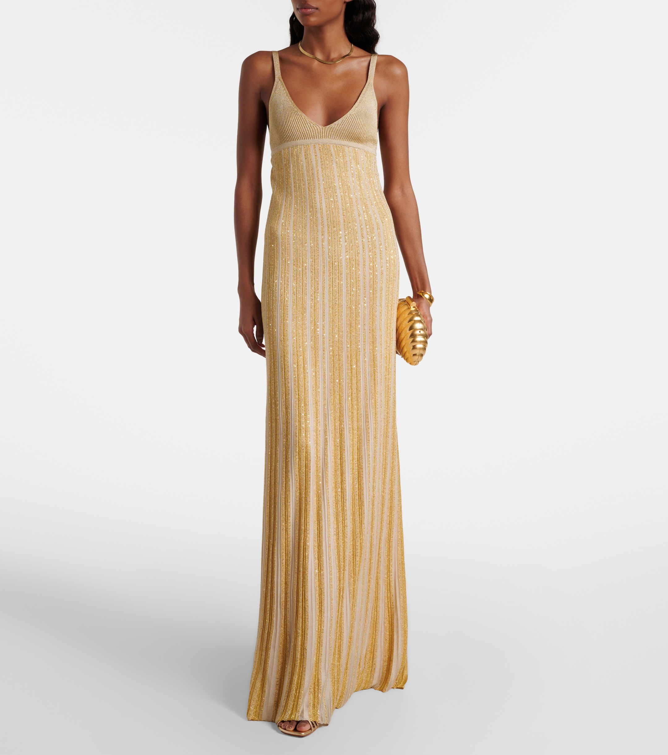 knee length dresses for ladies Doss Ruched Lame' Maxi Dress