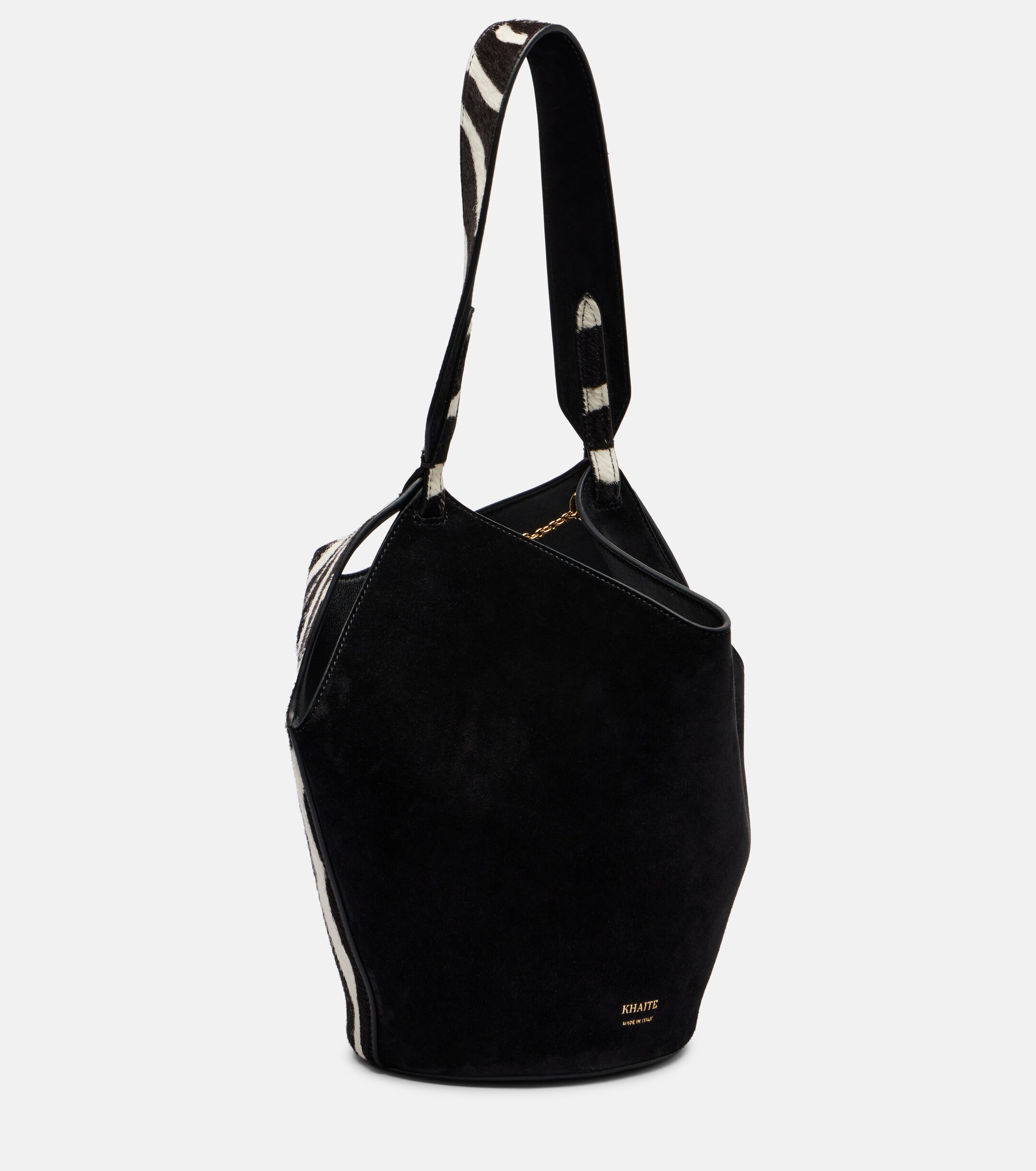 KHAITE Lotus Mini calf hair and suede tote bag