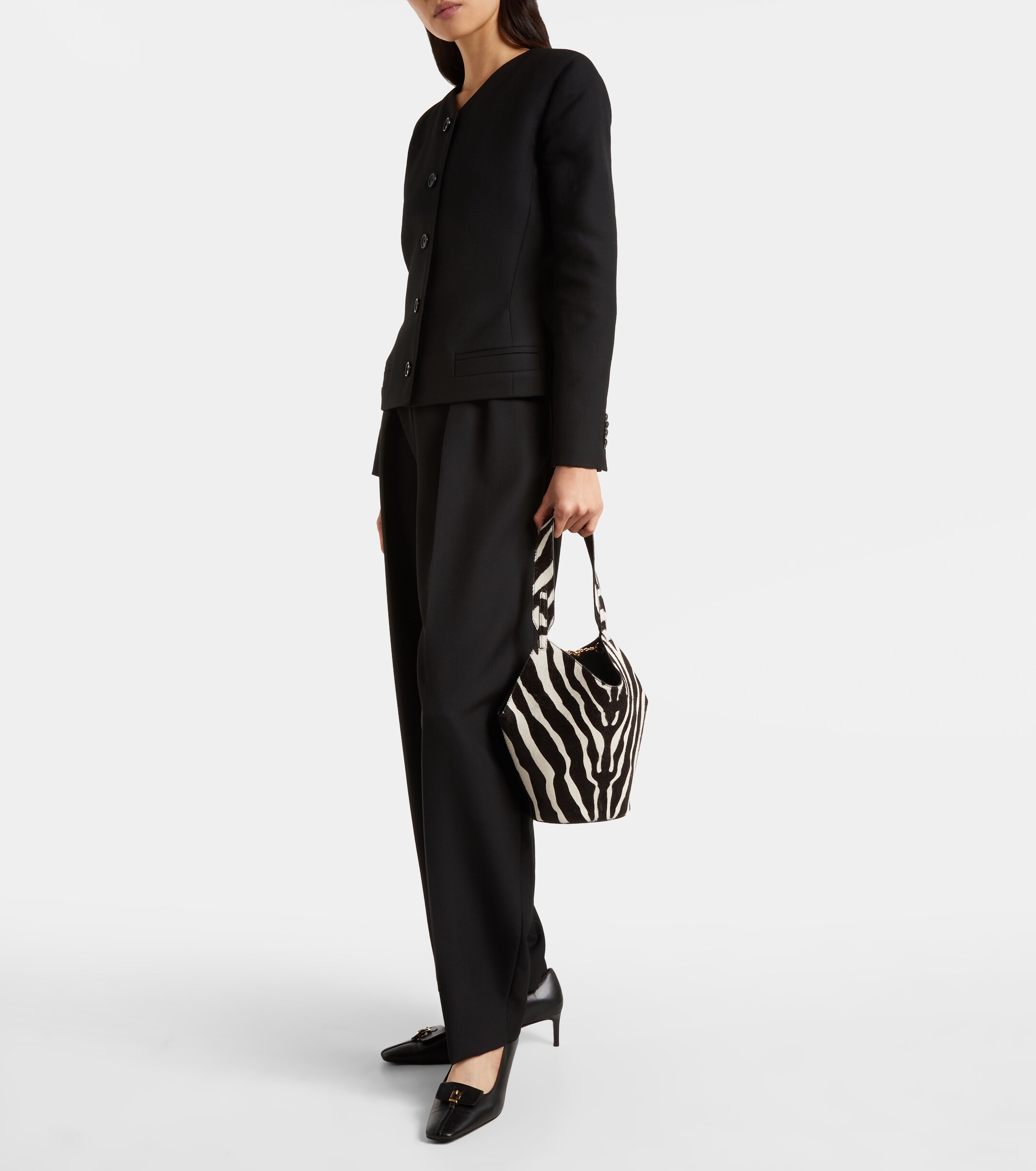 KHAITE Lotus Mini calf hair and suede tote bag