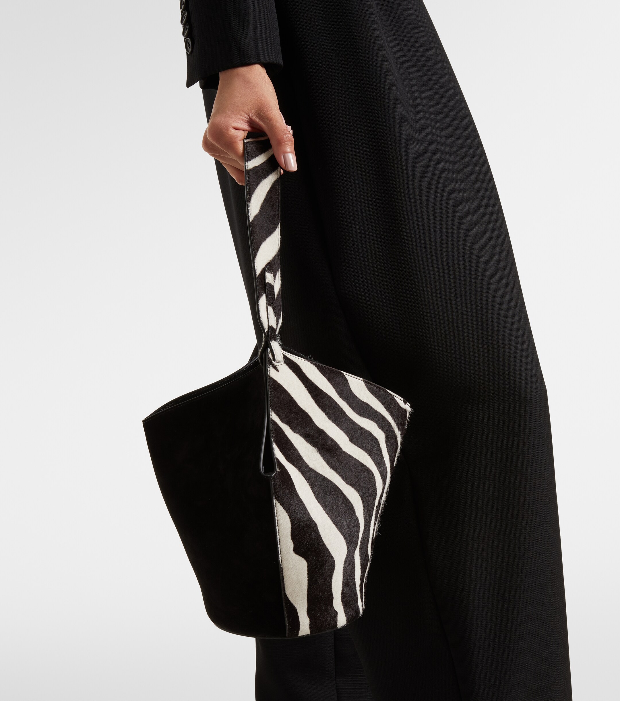 KHAITE Lotus Mini calf hair and suede tote bag