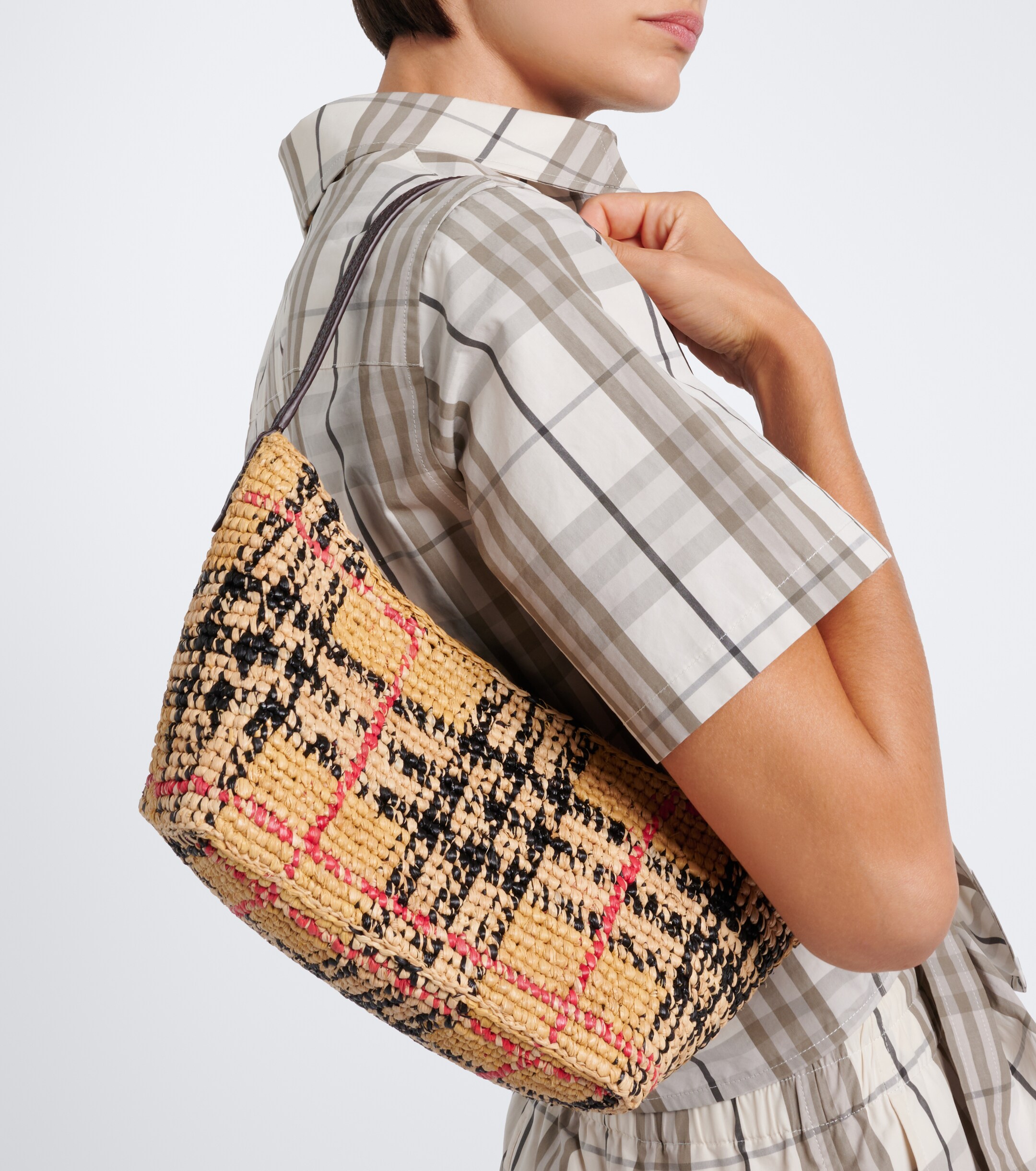 Burberry Margate Mini raffia shoulder bag