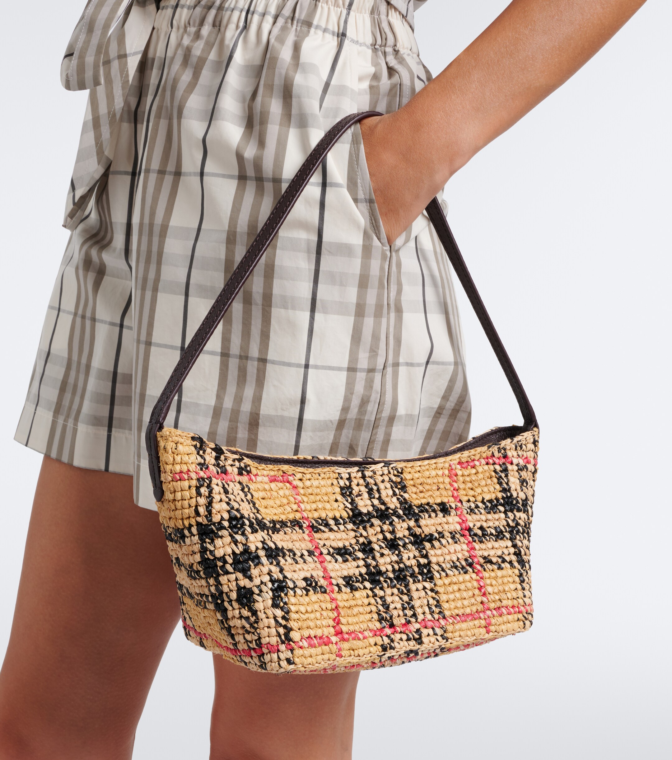 Burberry Margate Mini raffia shoulder bag