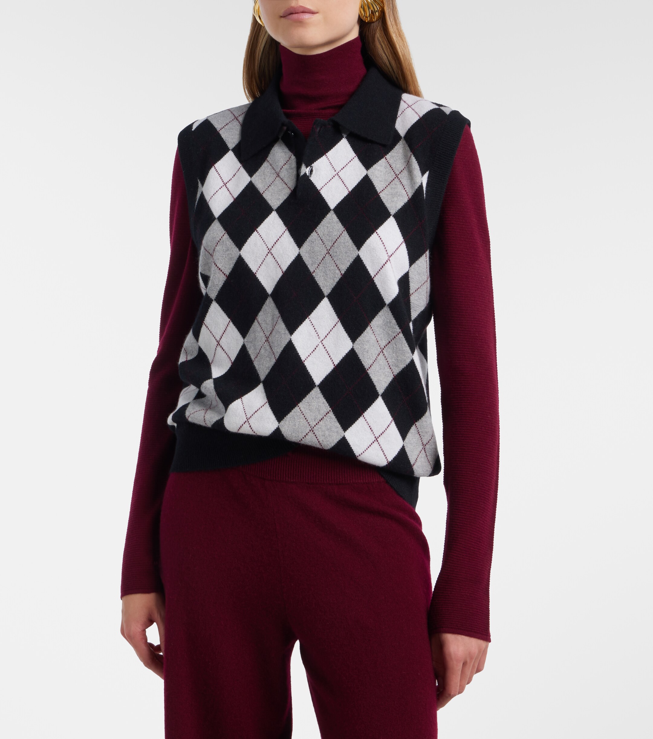 LISA YANG Lisa Yang Anwen argyle cashmere sweater vest