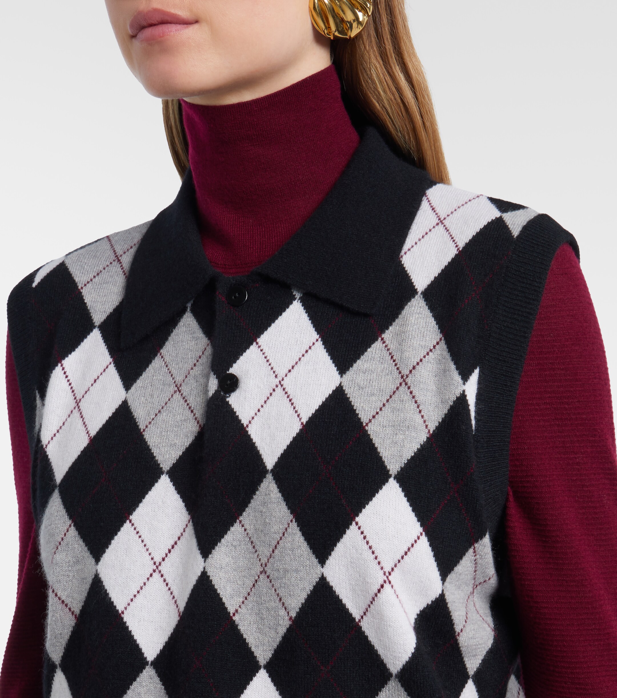 LISA YANG Lisa Yang Anwen argyle cashmere sweater vest