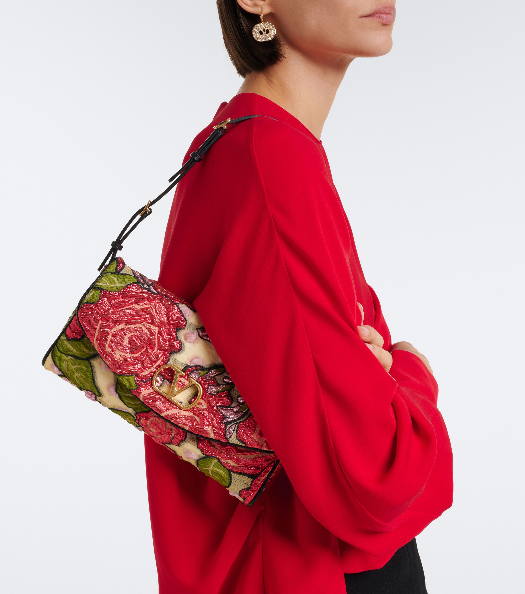 Valentino Garavani DeVain Small floral jacquard shoulder bag thumbnail