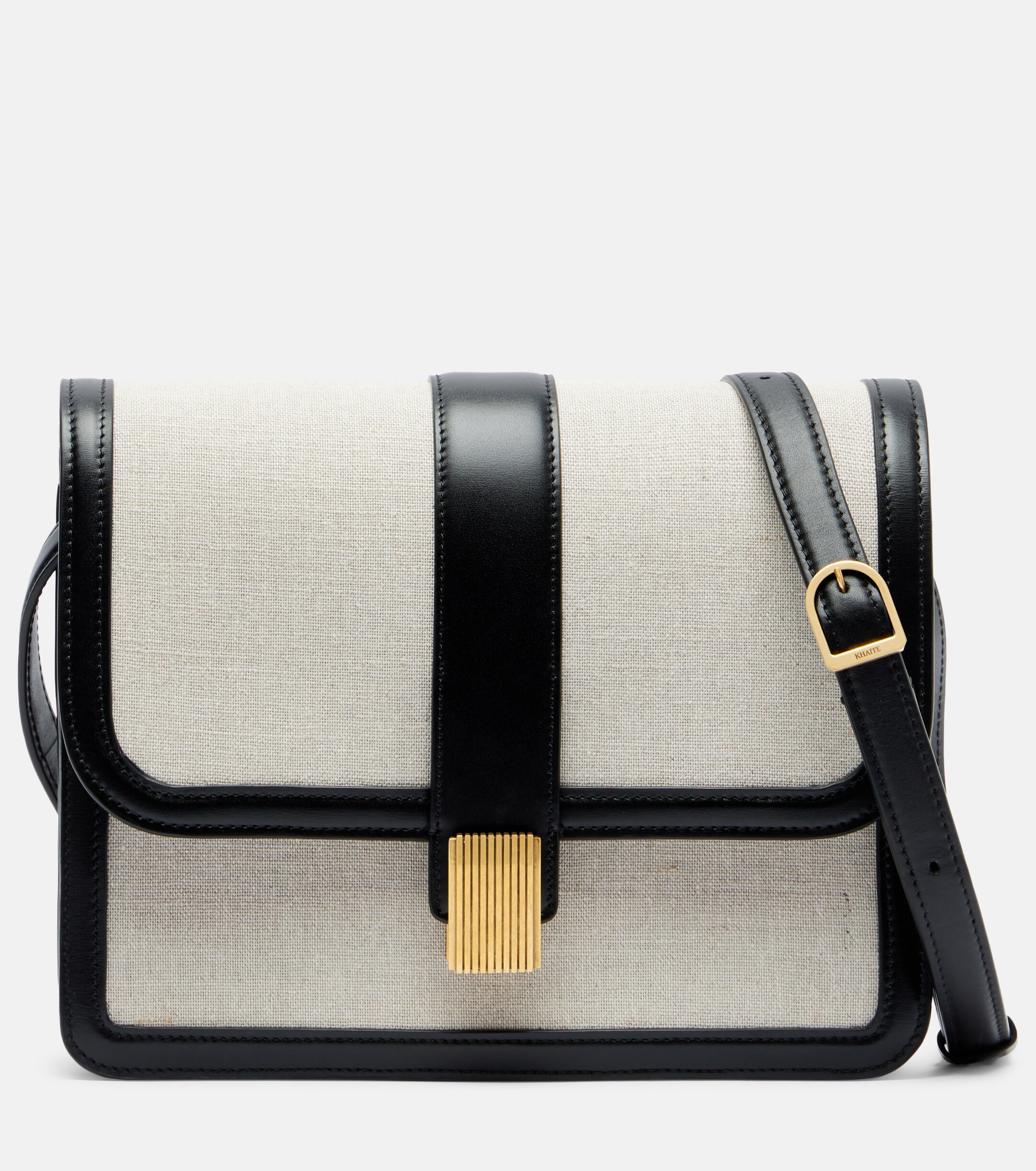 KHAITE Blake leather-trimmed canvas crossbody bag