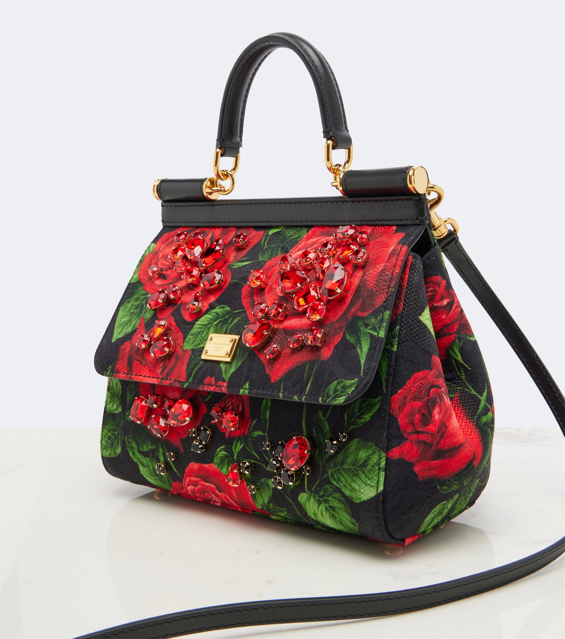 Dolce&Gabbana Sicily Small embellished floral top-handle bag
