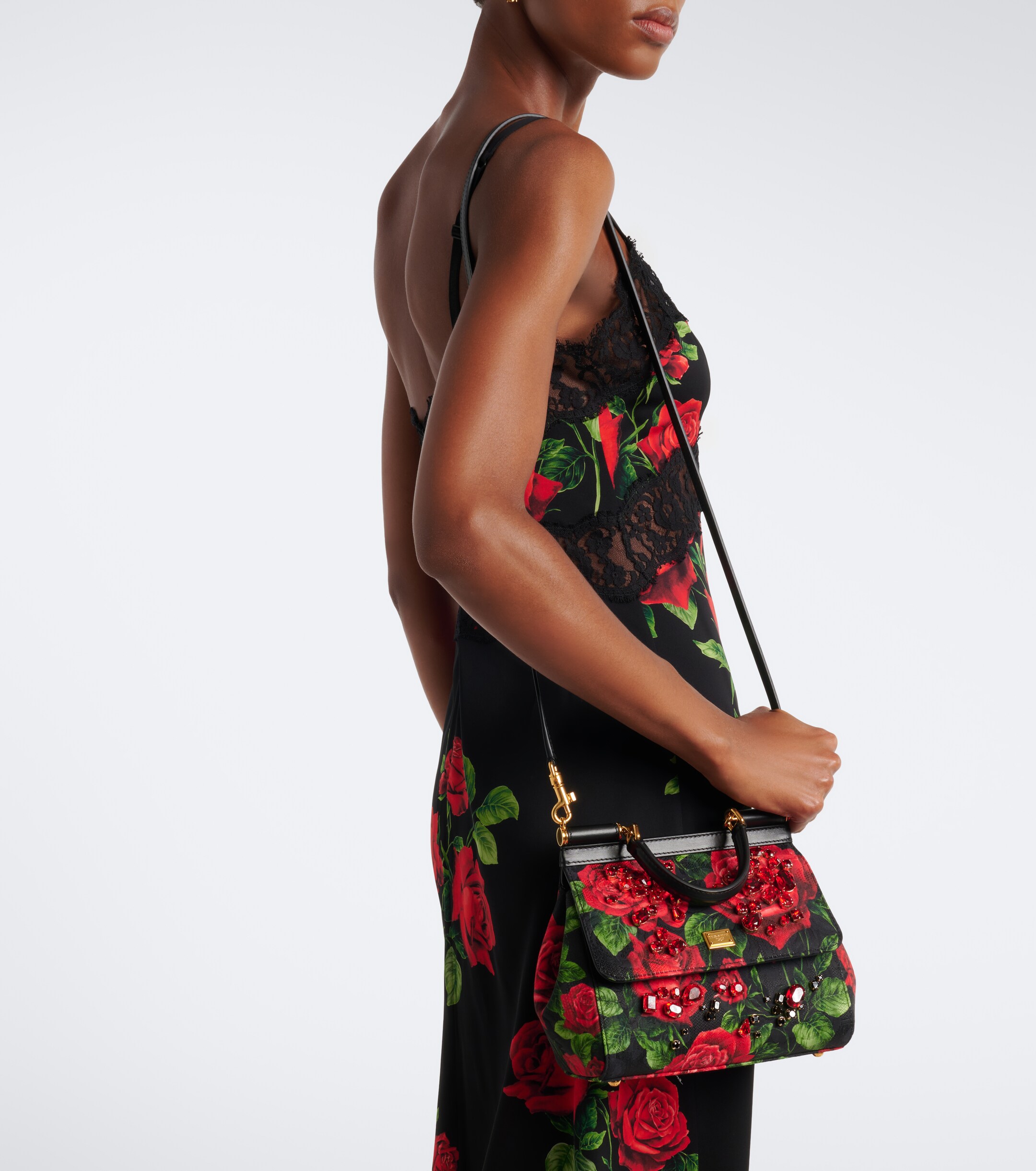 Dolce&Gabbana Sicily Small embellished floral top-handle bag