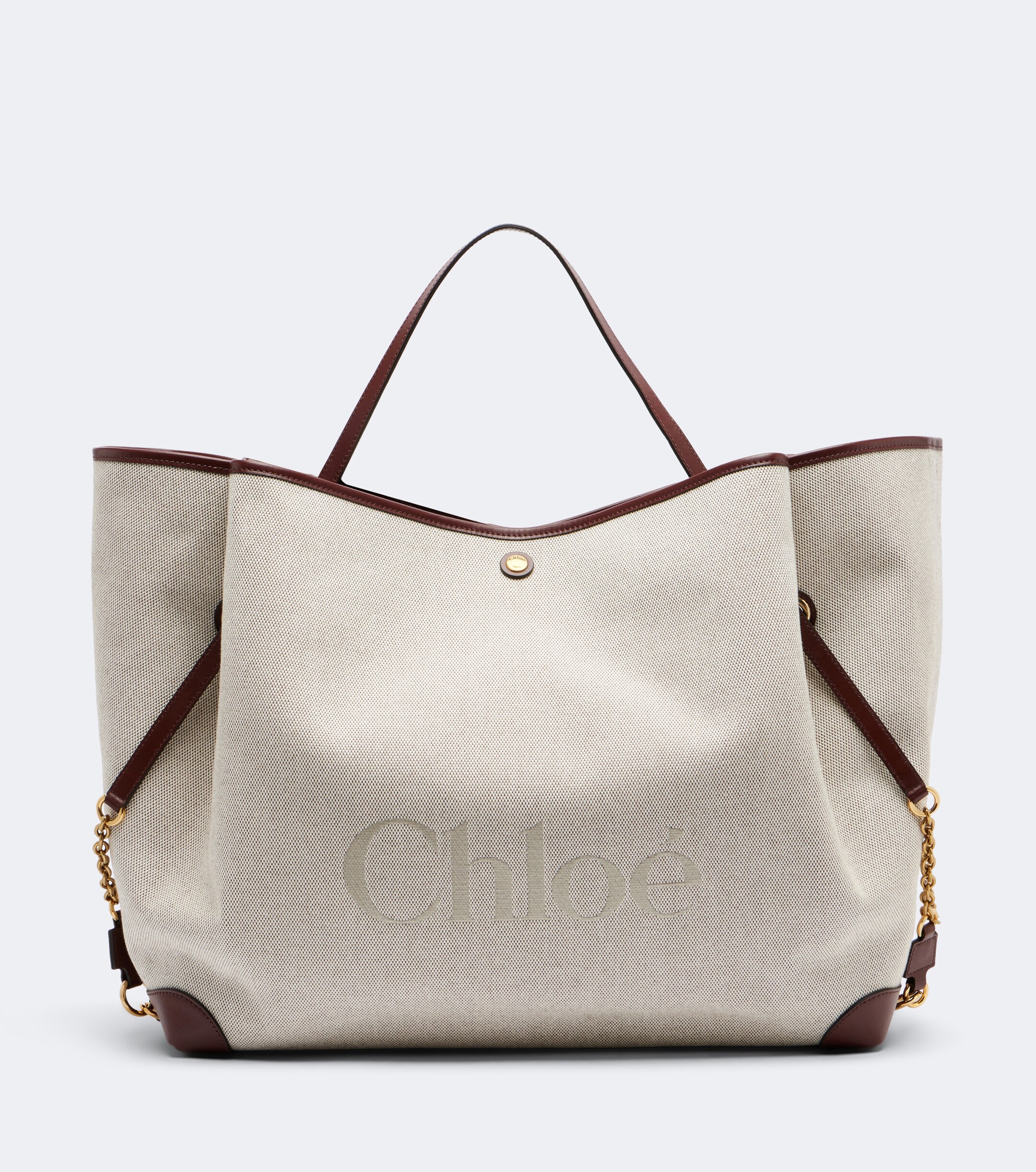 Chloé Chloé Clover leather-trimmed canvas tote bag
