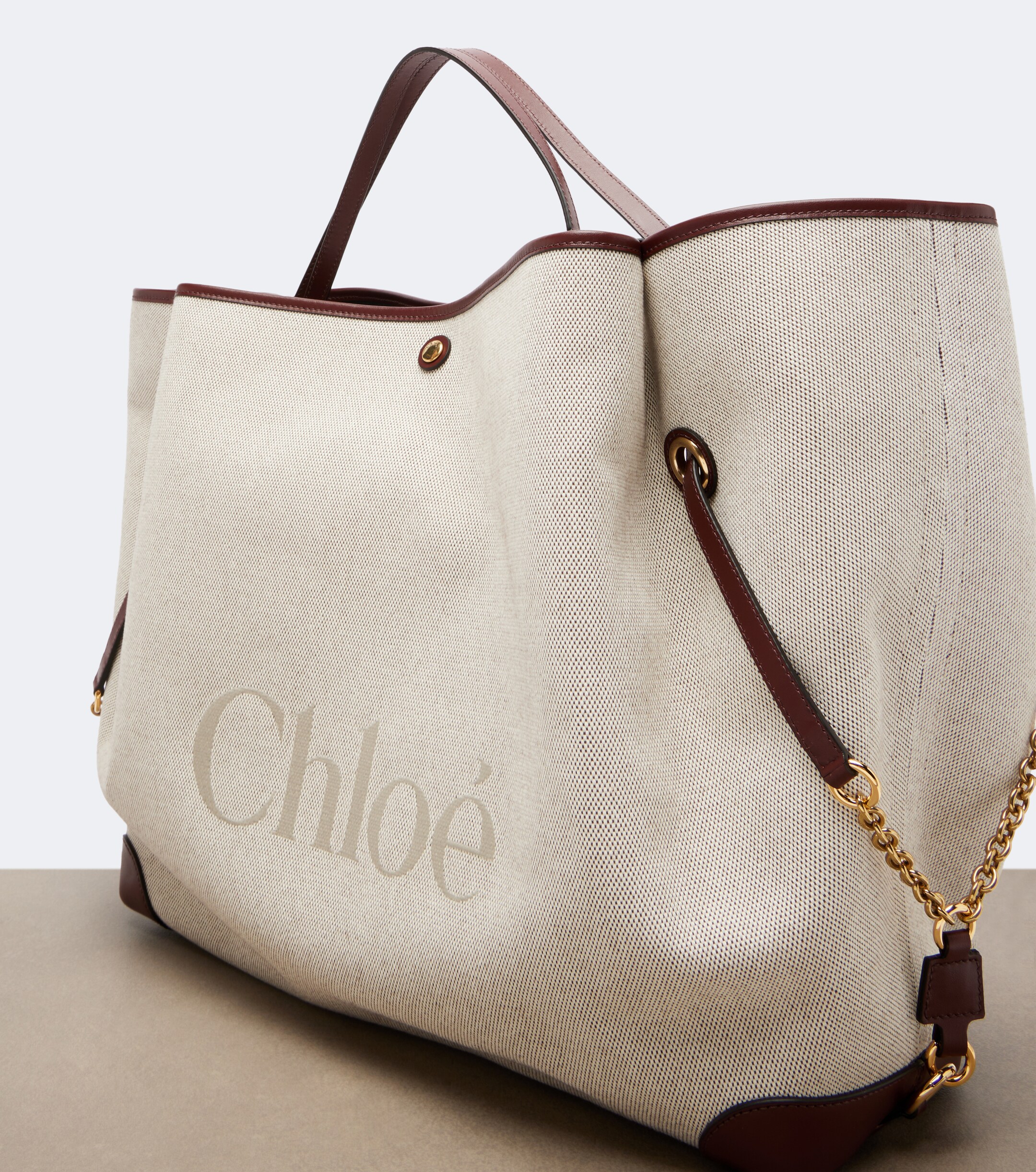 Chloé Chloé Clover leather-trimmed canvas tote bag